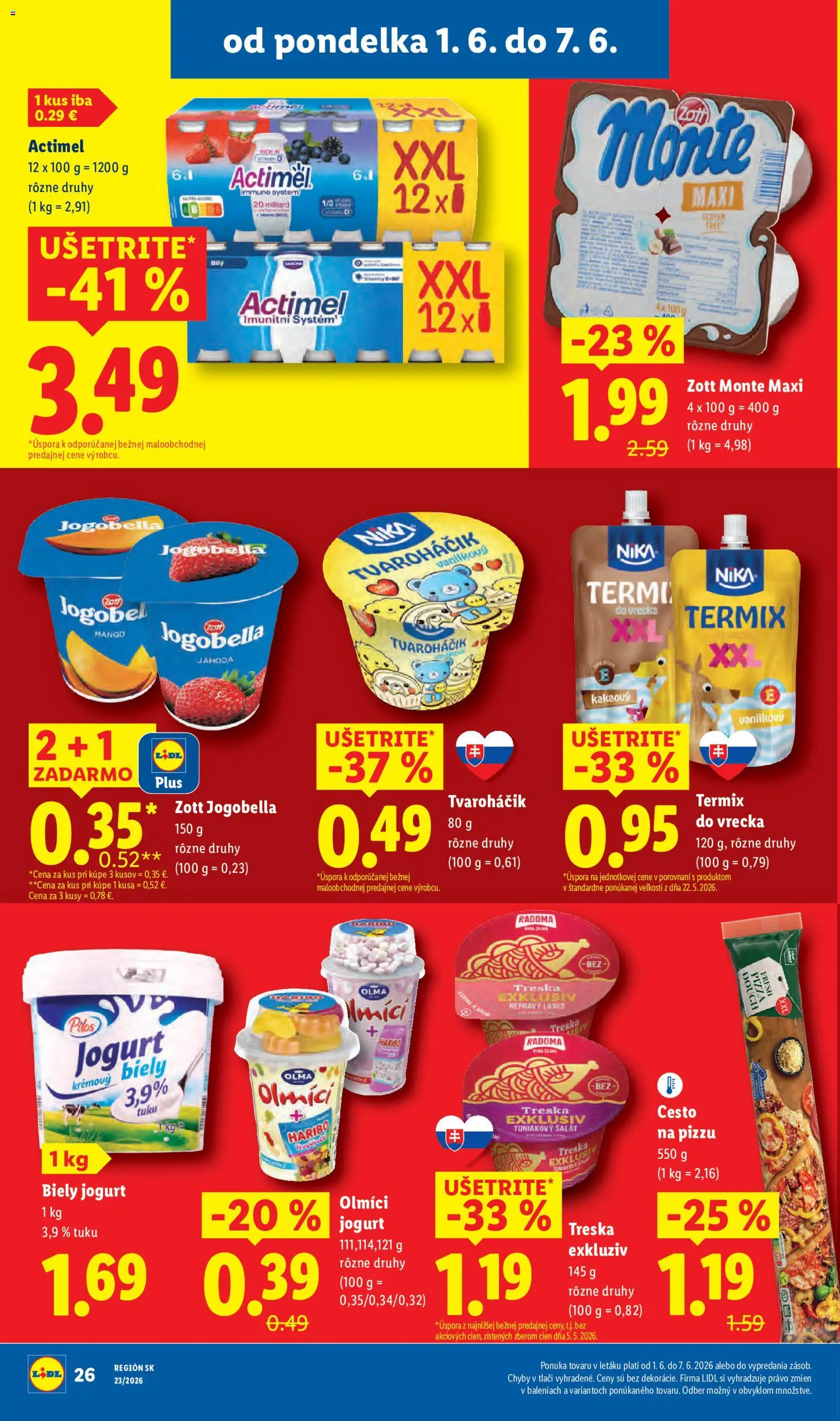 Nové Lidl akcie – leták je platný od 01.06.2026 | Strana: 38 | Produkty: Pizza, Losos, Šalát, Mango