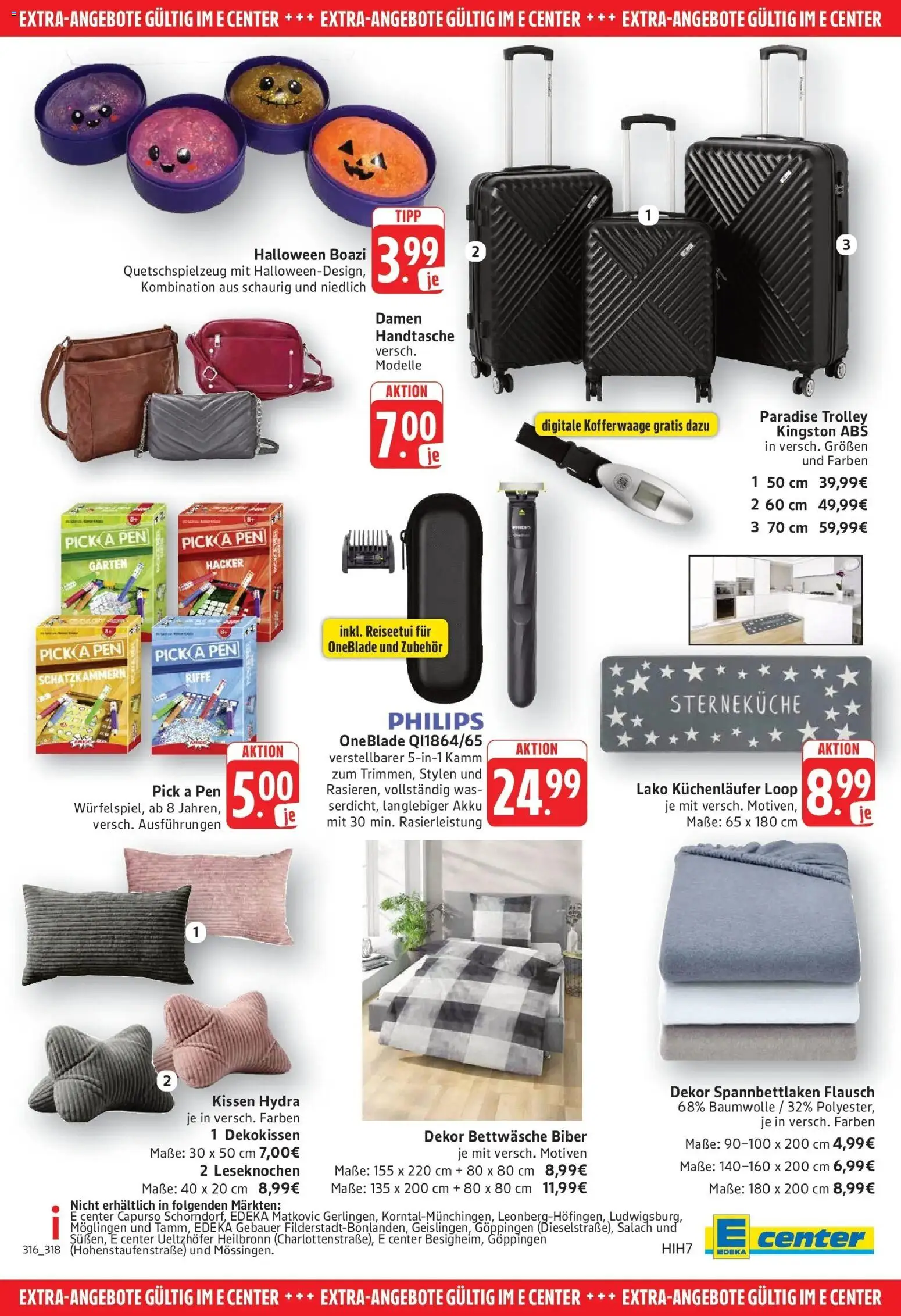 Edeka Prospekt Eislingen (ab 12.10.2026) » Angebote Online | Seite: 31 | Produkte: Philips, Kissen, Bettwäsche, Handtasche