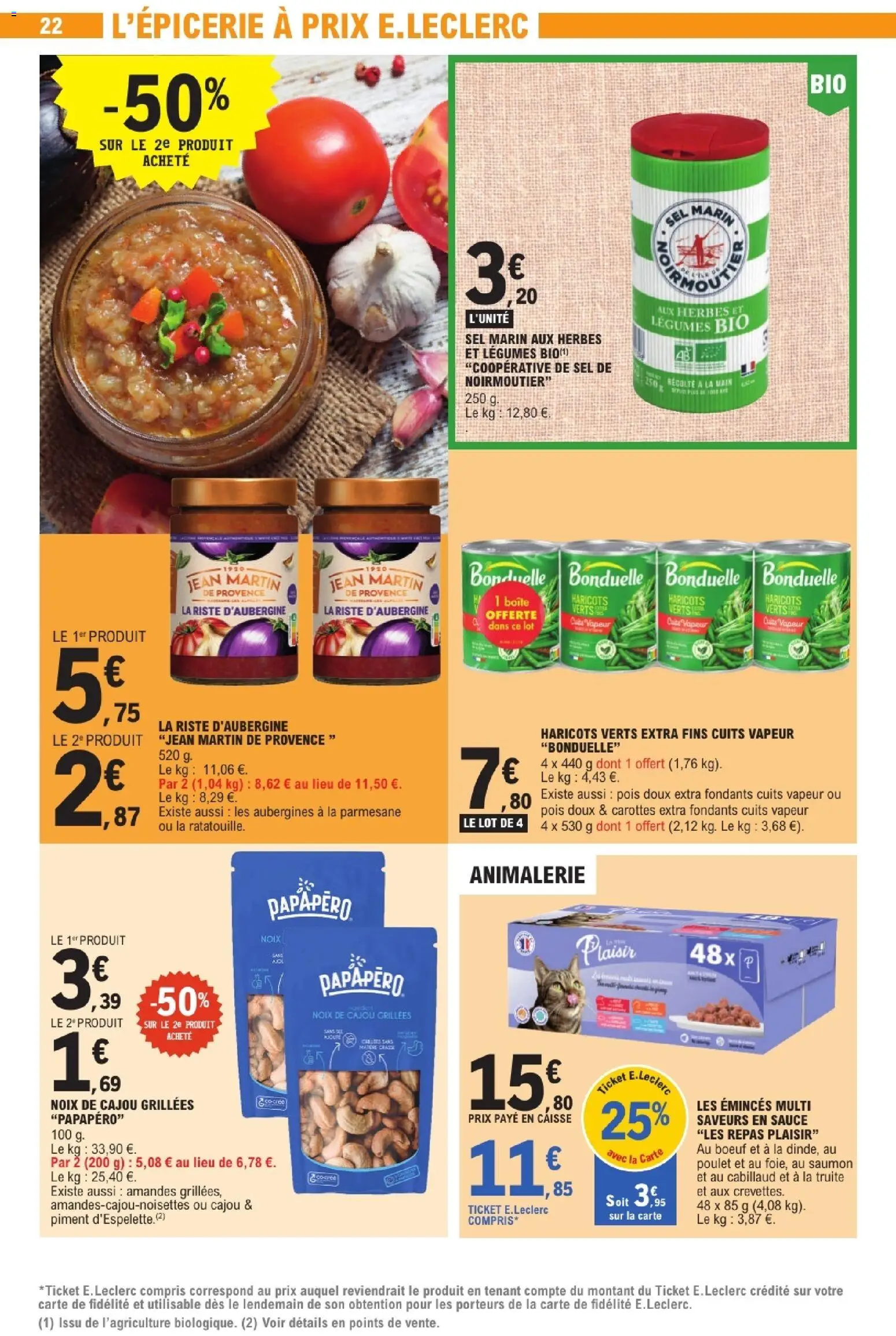 {H1} | Page: 22 | Produits: Haricots verts, Piment, Saumon, Amandes