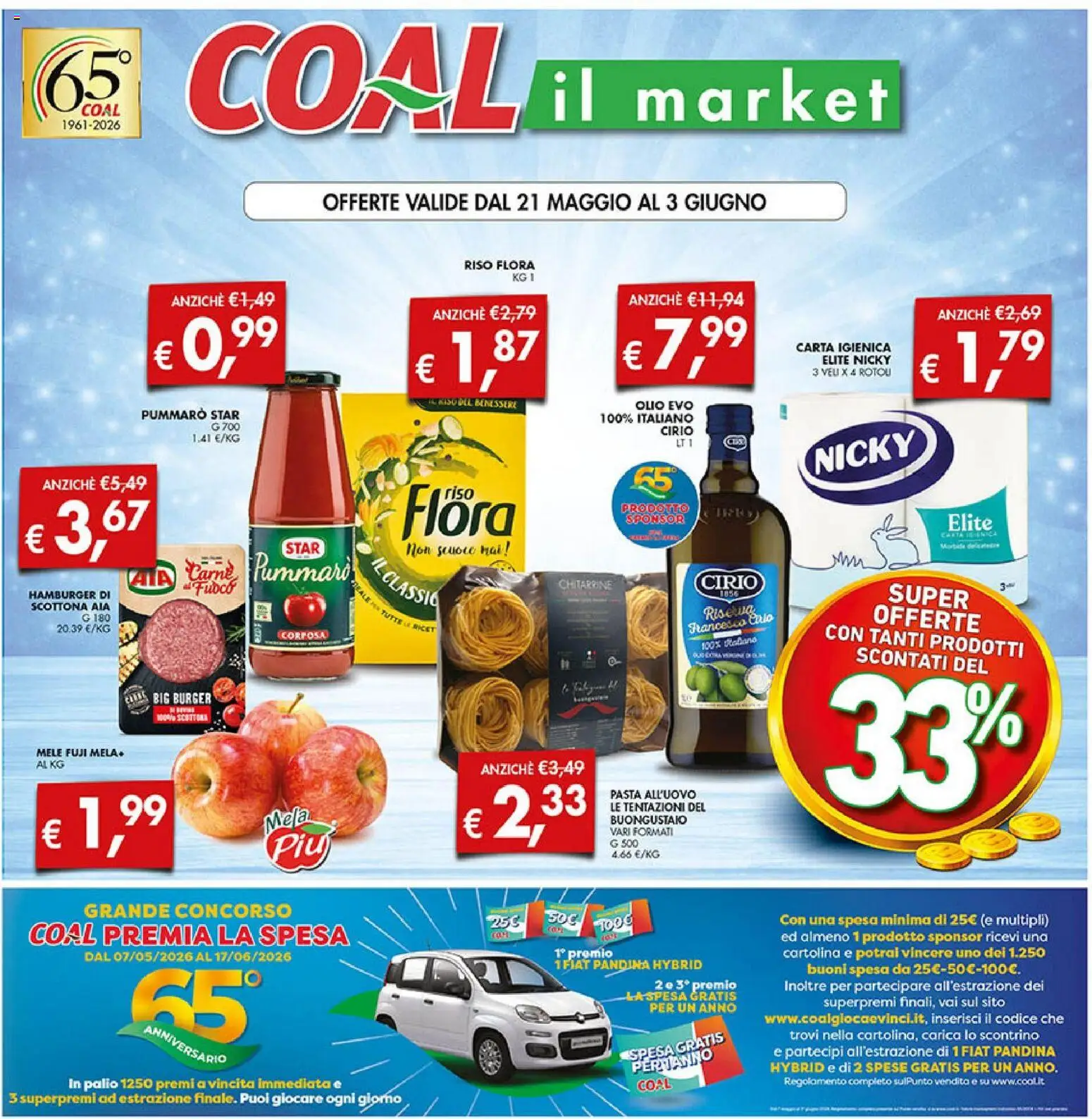 Volantino Coal del 21.05.2026 | Pagina: 1 | Prodotti: Mele, Olio, Pasta, Hamburger