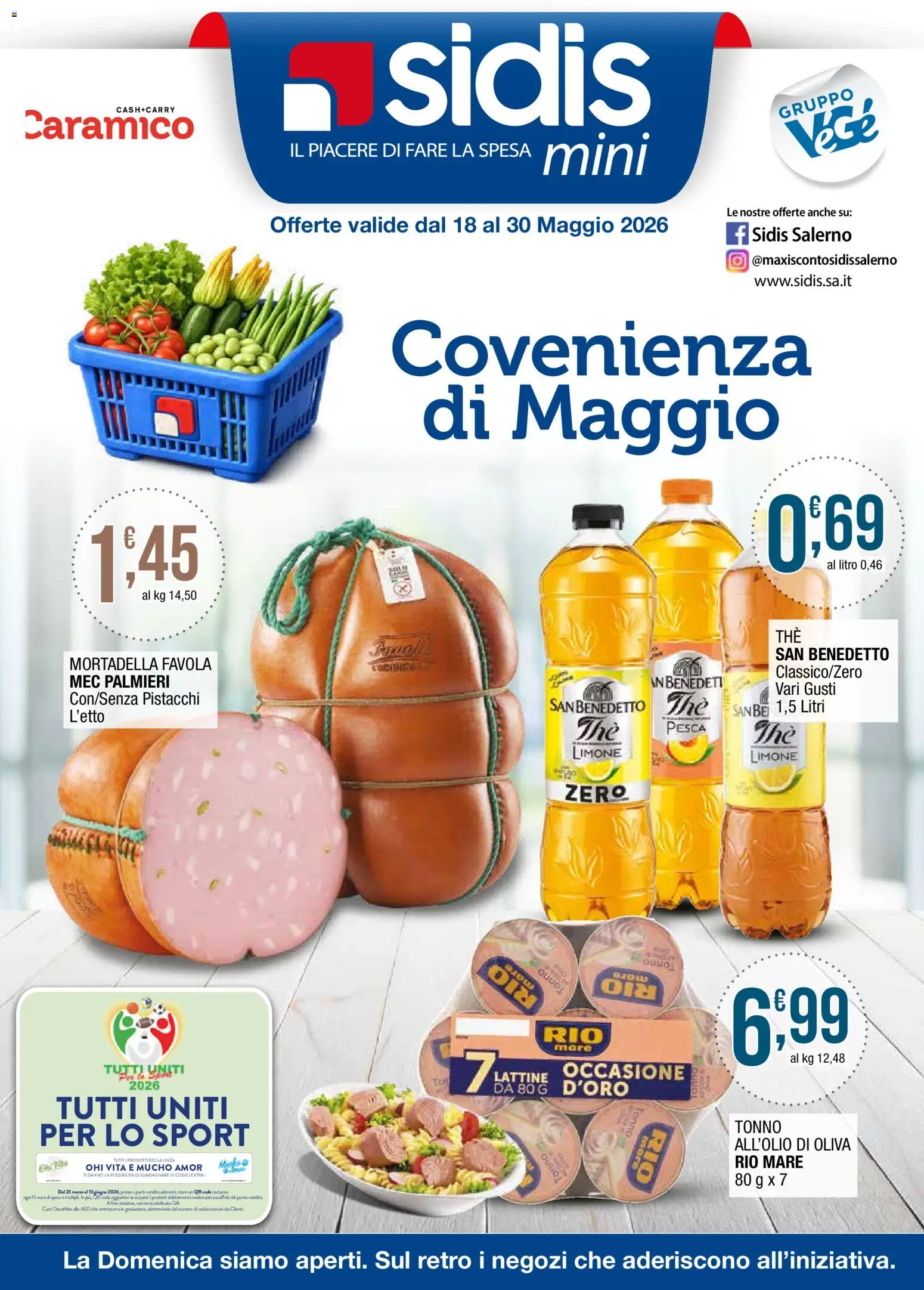 Volantino Sidis del 18.05.2026 | Pagina: 1 | Prodotti: Limone, Tonno, Mortadella, Pistacchi