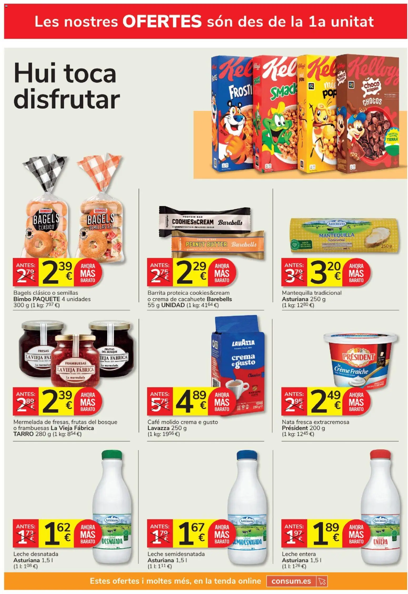 Consum folleto │ válido desde el 27/08/2026 | Página: 10 | Productos: Leche desnatada, Leche semidesnatada, Café, Nata