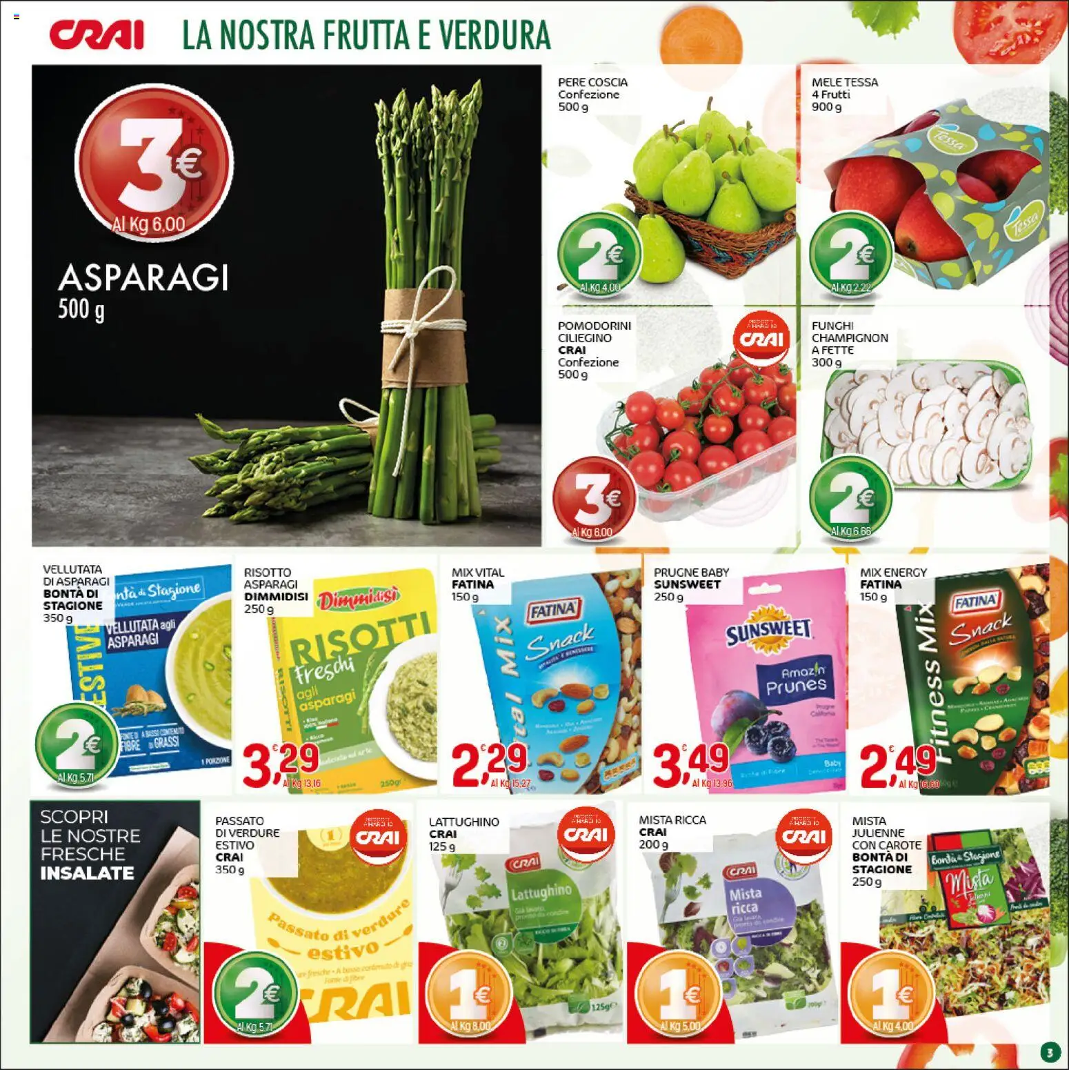 Volantino CRAI del 30.04.2026 | Pagina: 3 | Prodotti: Pomodorini, Mele, Verdure, Frutta