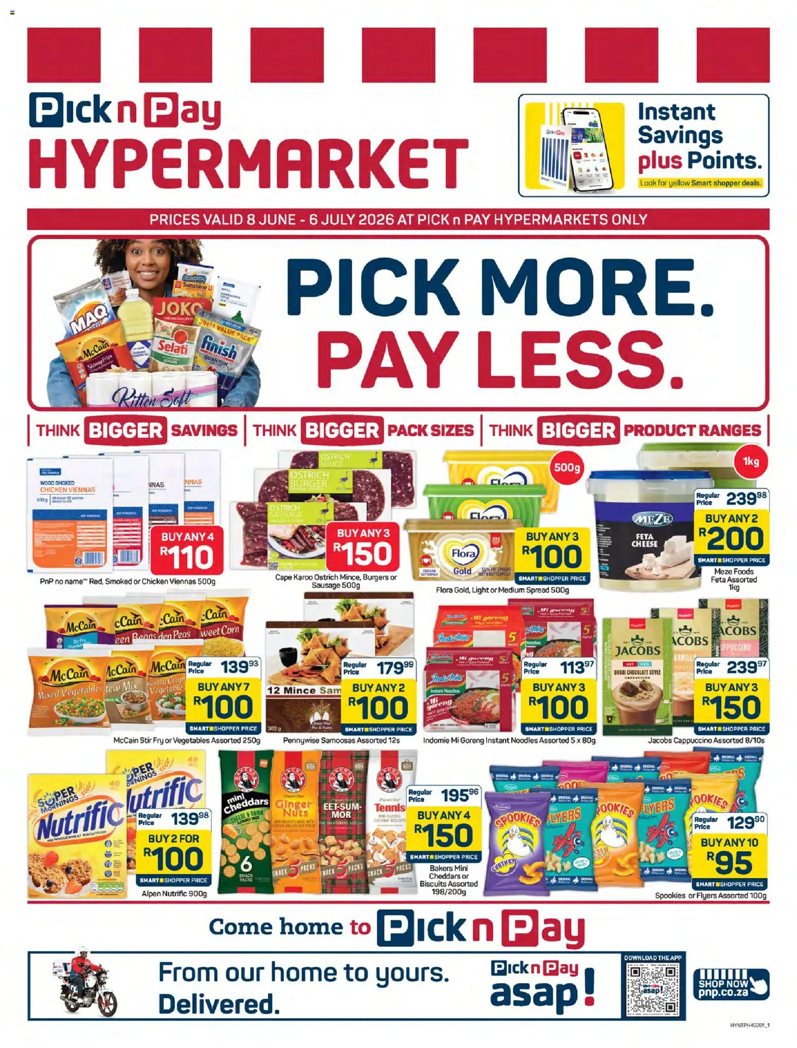 New Pick n Pay catalogue – valid from 08.06.2026 | Page: 1 | Products: Biscuits, Chocolate, Chicken, Noodles