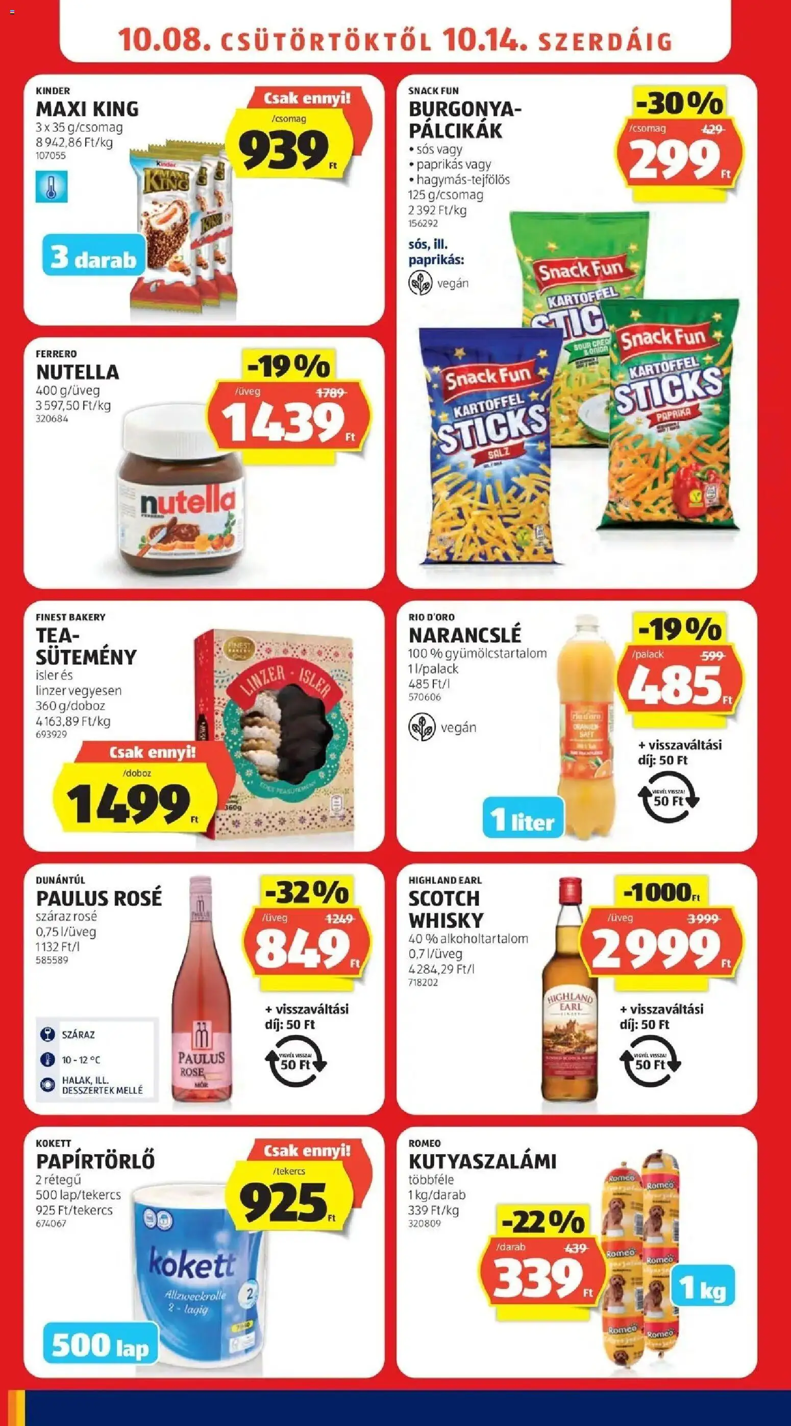 Aldi akciós ujság - amely érvényes a következő dátumtól: 2026.10.08. | Oldal: 8 | Termékek: Burgonya, Papírtörlő, Vegán, Whisky