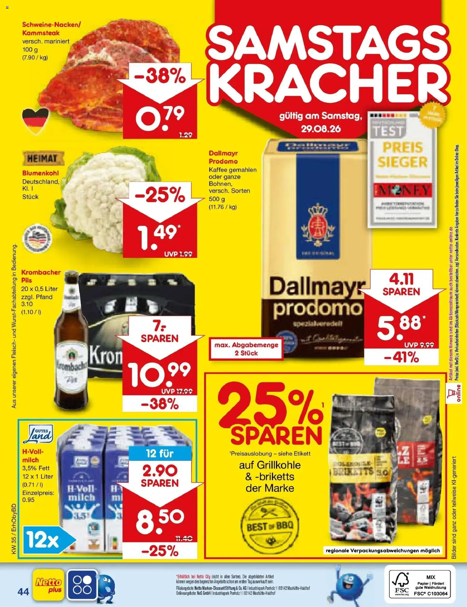 Netto Marken-Discount Prospekt Ergolding (ab 24.08.2026) » Angebote | Seite: 58 | Produkte: Kaffee, Bilder, Dallmayr prodomo, Fleisch