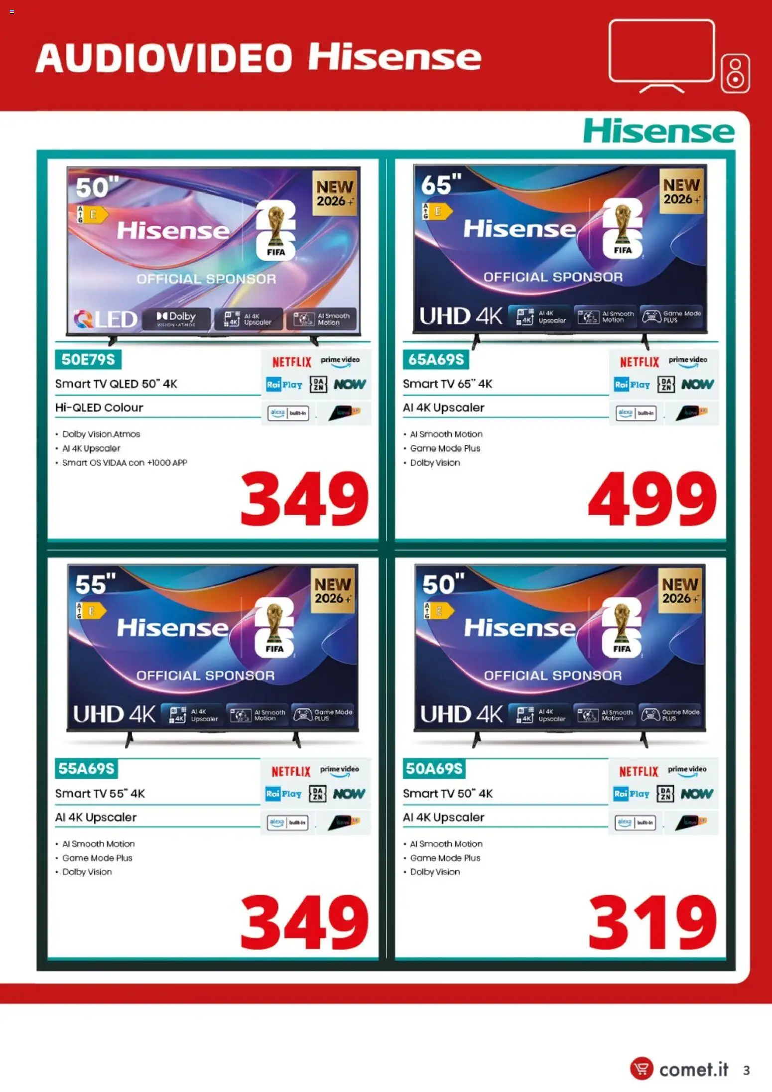 Volantino Comet del 26/06/2026 | Pagina: 3 | Prodotti: smart TV, TV, Video