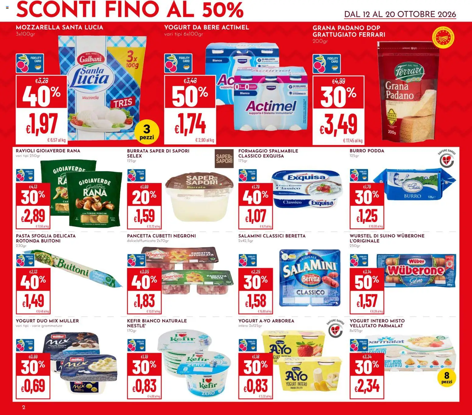 Volantino Pan del 12/10/2026 | Pagina: 2 | Prodotti: Kefir, Mozzarella, Formaggio, Ravioli