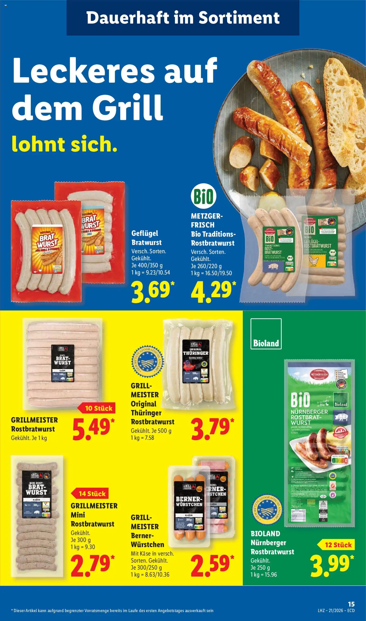 Lidl Prospekt – gültig ab 18.05.2026 | Seite: 21 | Produkte: Grill, Käse, Bratwurst, Wurst