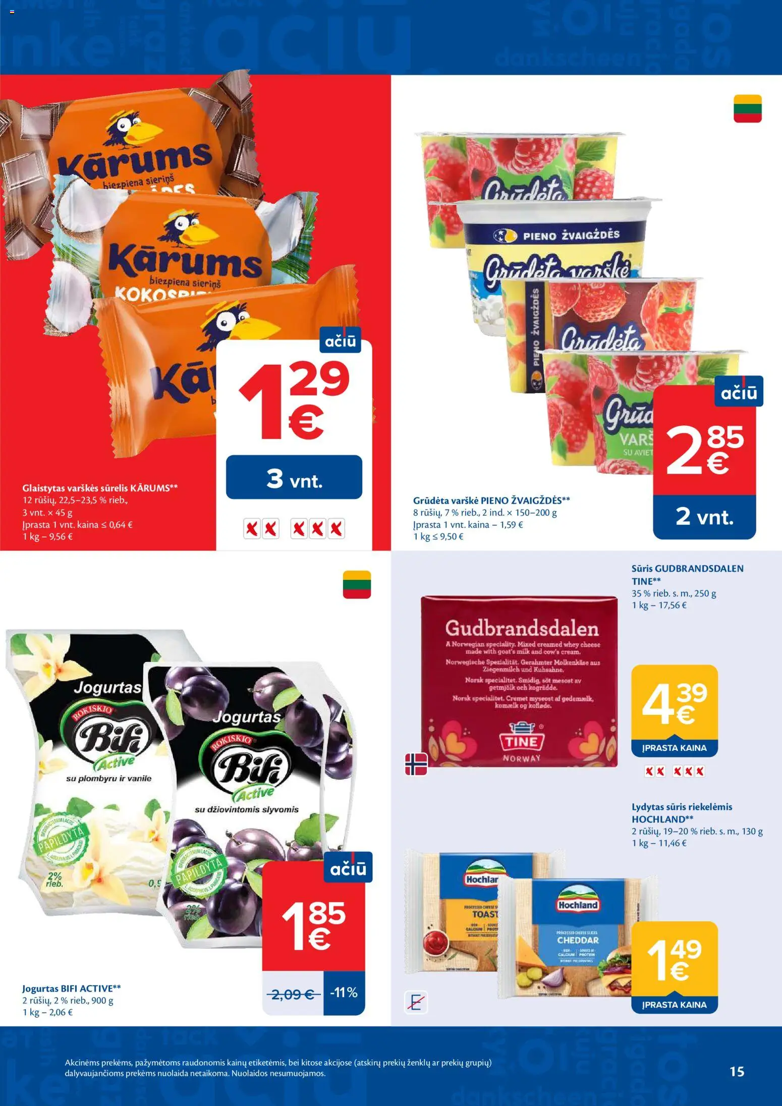MAXIMA akcijos nuo 26.05.2026 | Puslapis: 15 | Prekių: Sūrelis, Sūris, Varškė, Lydytas sūris