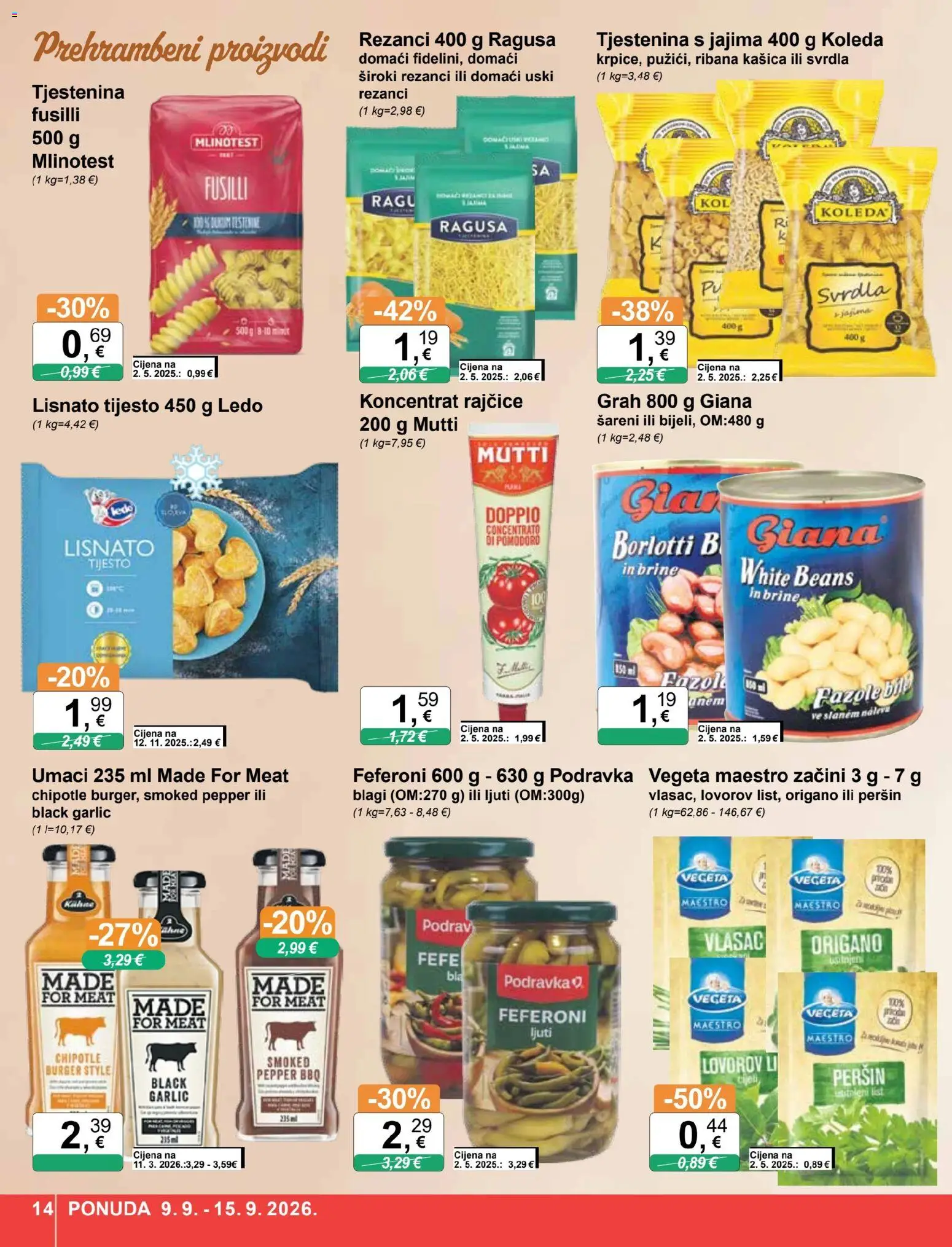 KTC katalog | vrijedi od 09.09.2026 | Stranica: 14 | Proizvodi: Grah, Podravka, Peršin, Prehrambeni proizvodi