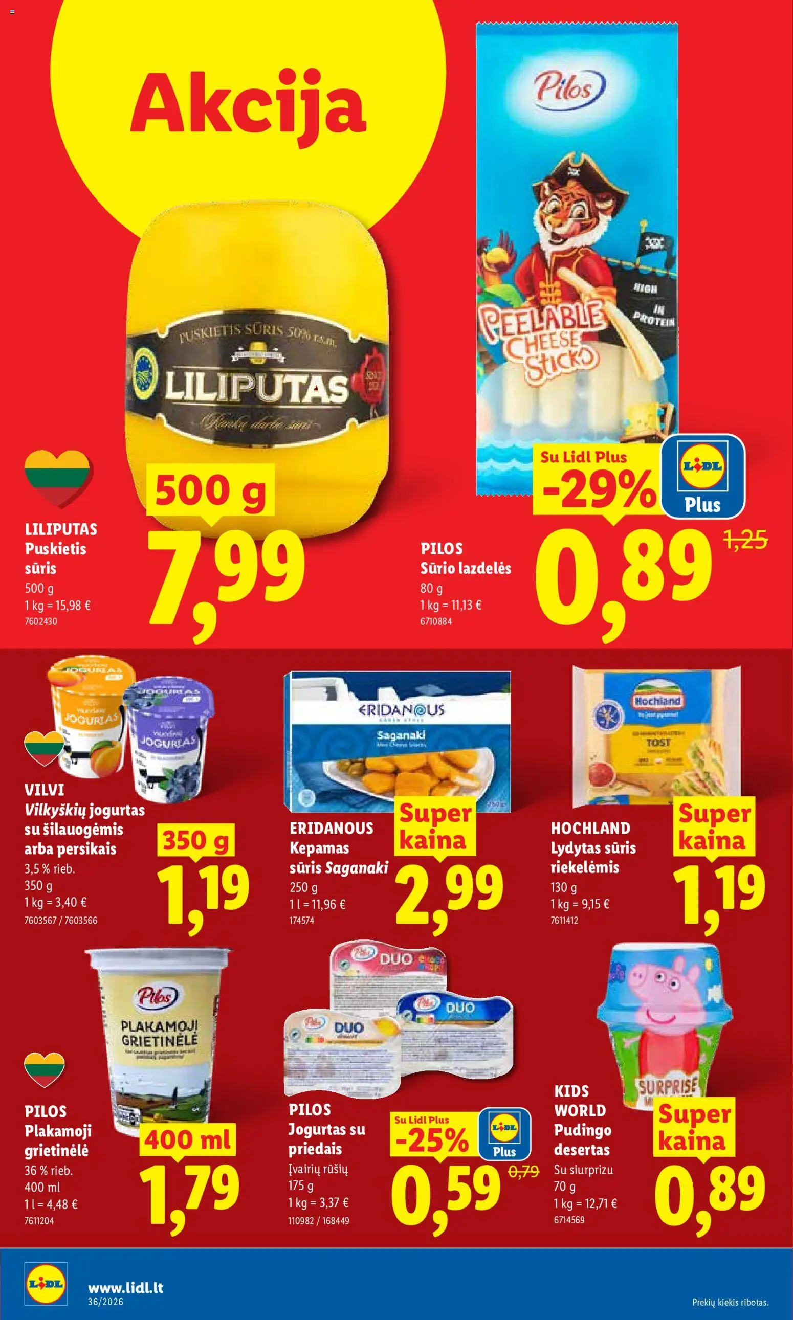 LIDL akcijos nuo 2026.08.31 | Puslapis: 10 | Prekių: Grietinėlė, Jogurtas, Sūris, Lydytas sūris