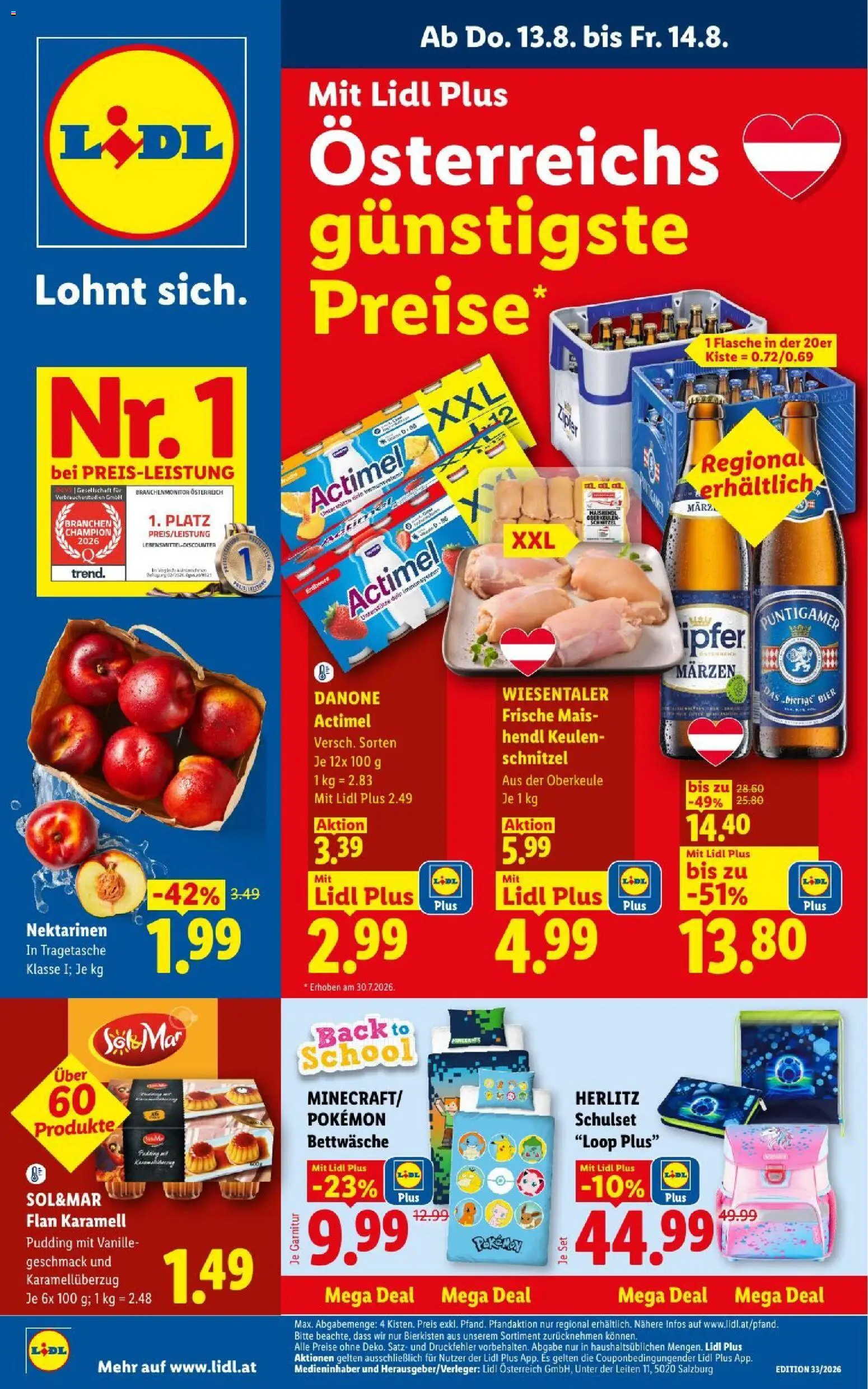 Lidl - Flugblatt gültig ab 13.08.2026 | Seite: 1 | Produkte: Mais, Vanille, Bier