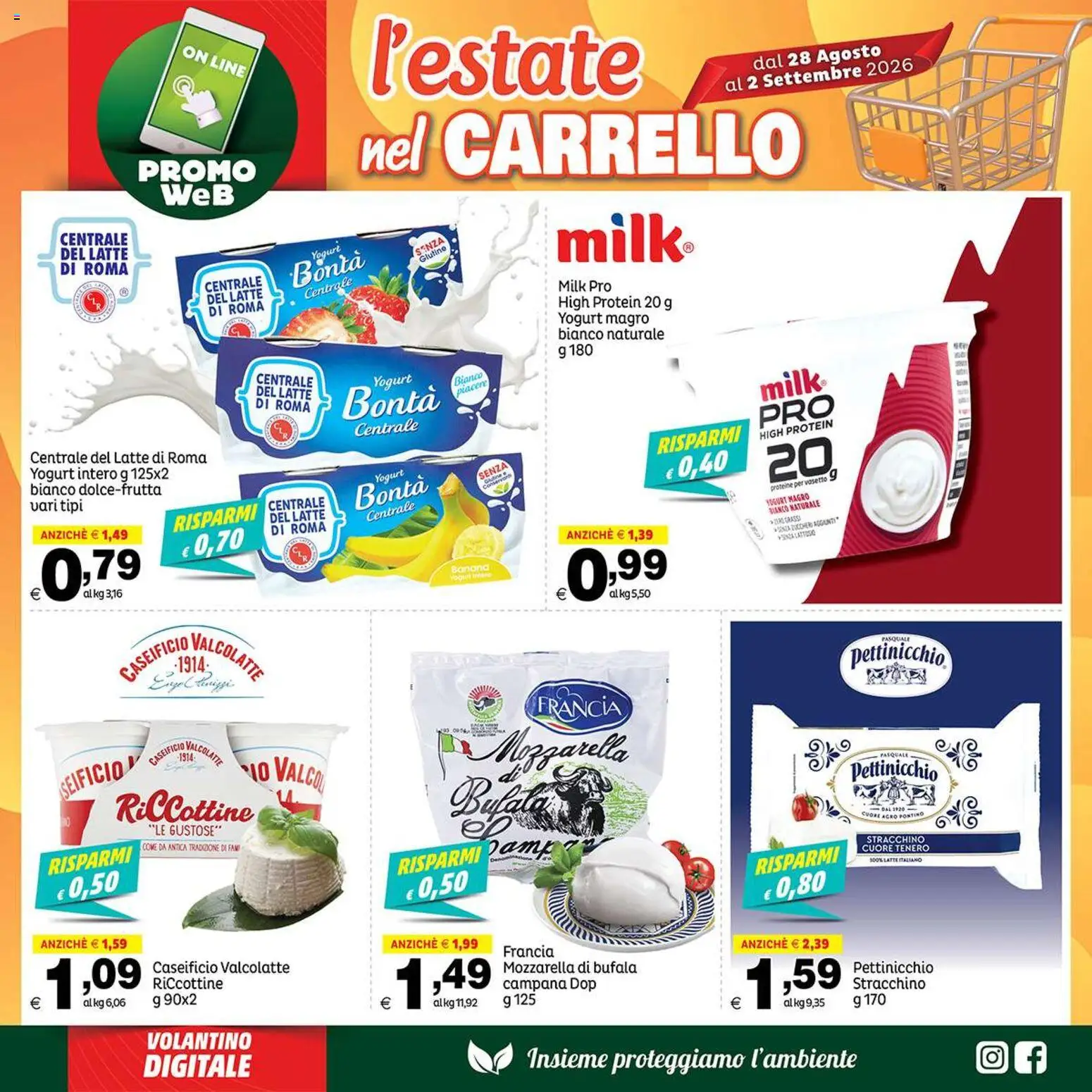 Volantino Elite Supermercati del 28/08/2026 | Pagina: 2 | Prodotti: Carrello, Yogurt magro, Mozzarella di bufala, Stracchino
