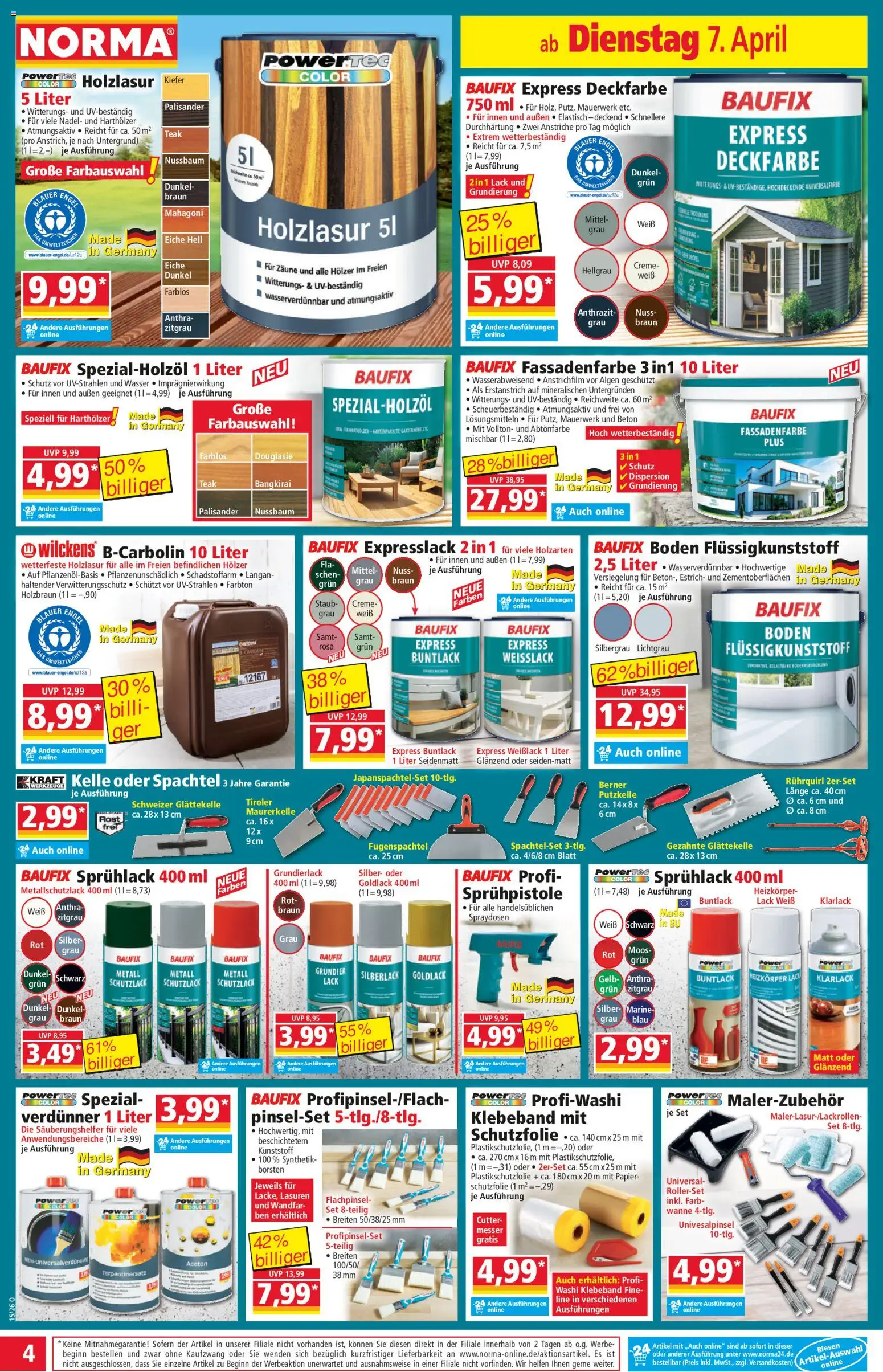 Norma Prospekt 	 – gültig ab 07.04.2026 | Seite: 4 | Produkte: Cutter, Heizkörper, Creme, Wasser
