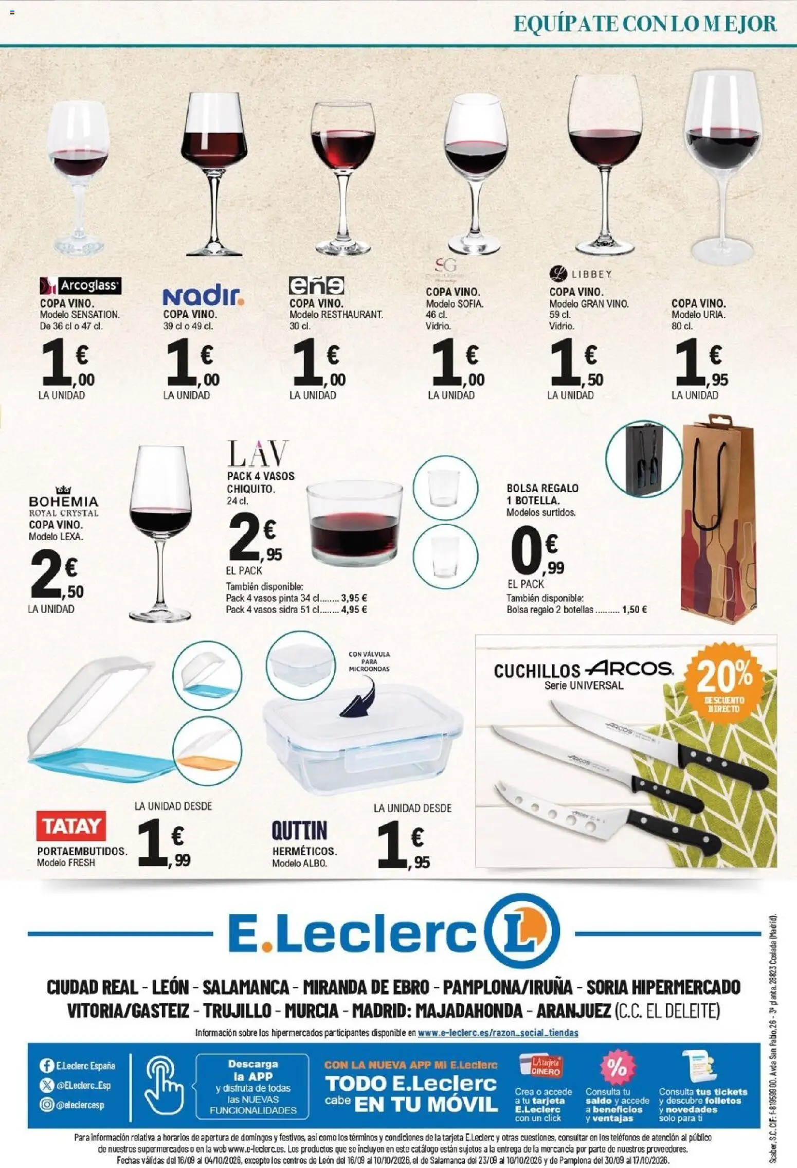 E.Leclerc folleto Salamanca │ válido desde el 23/09/2026 | Página: 32 | Productos: Vasos, Móvil, Bolsa, Cuchillos