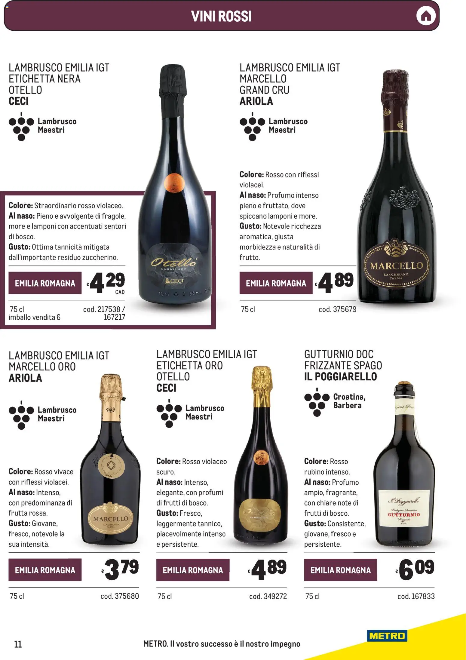 Volantino Metro del 24/09/2026 | Pagina: 11 | Prodotti: Lamponi, Ceci, Frutta, Lambrusco