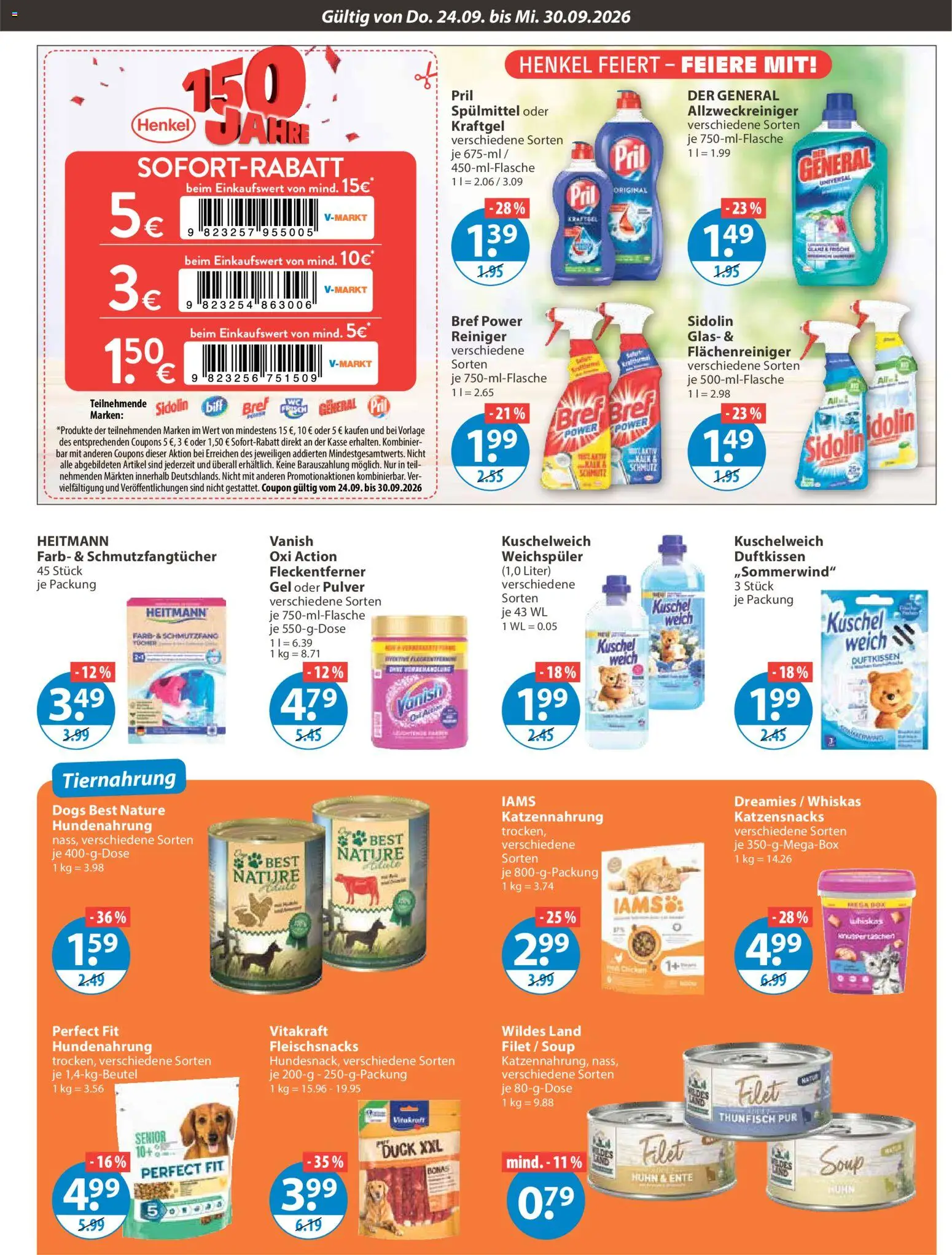 V-Markt Angebote – gültig ab 24.09.2026 | Seite: 15 | Produkte: Thunfisch, Kuschelweich, Weichspüler, Ente