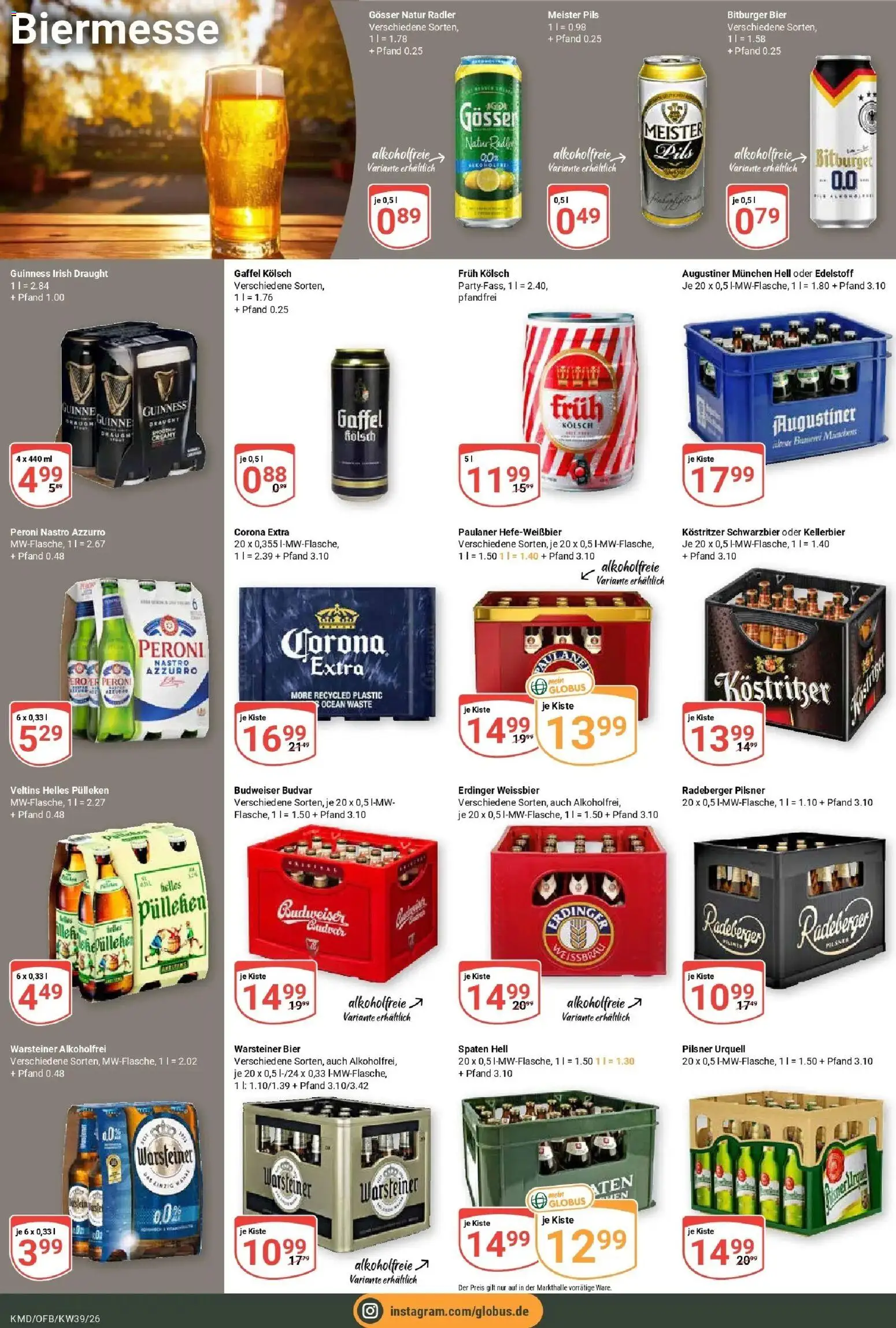 Globus Prospekt Köln (ab 21.09.2026) » Angebote online | Seite: 21 | Produkte: Helles pulleken, Pilsner urquell, Radeberger pilsner, Paulaner