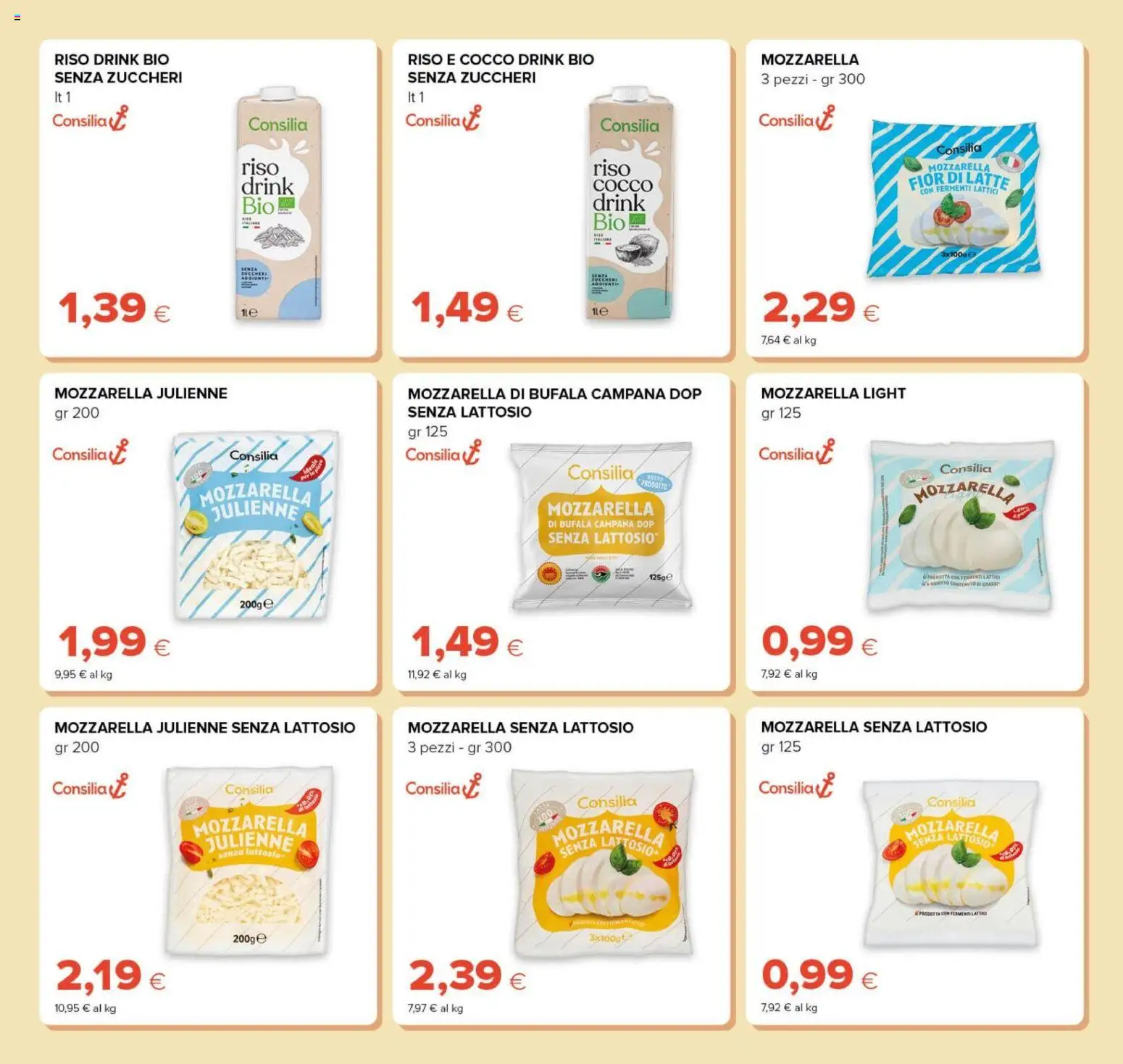 Volantino Tigre del 21/10/2026 | Pagina: 9 | Prodotti: Mozzarella senza lattosio, Mozzarella, Cocco, Senza lattosio