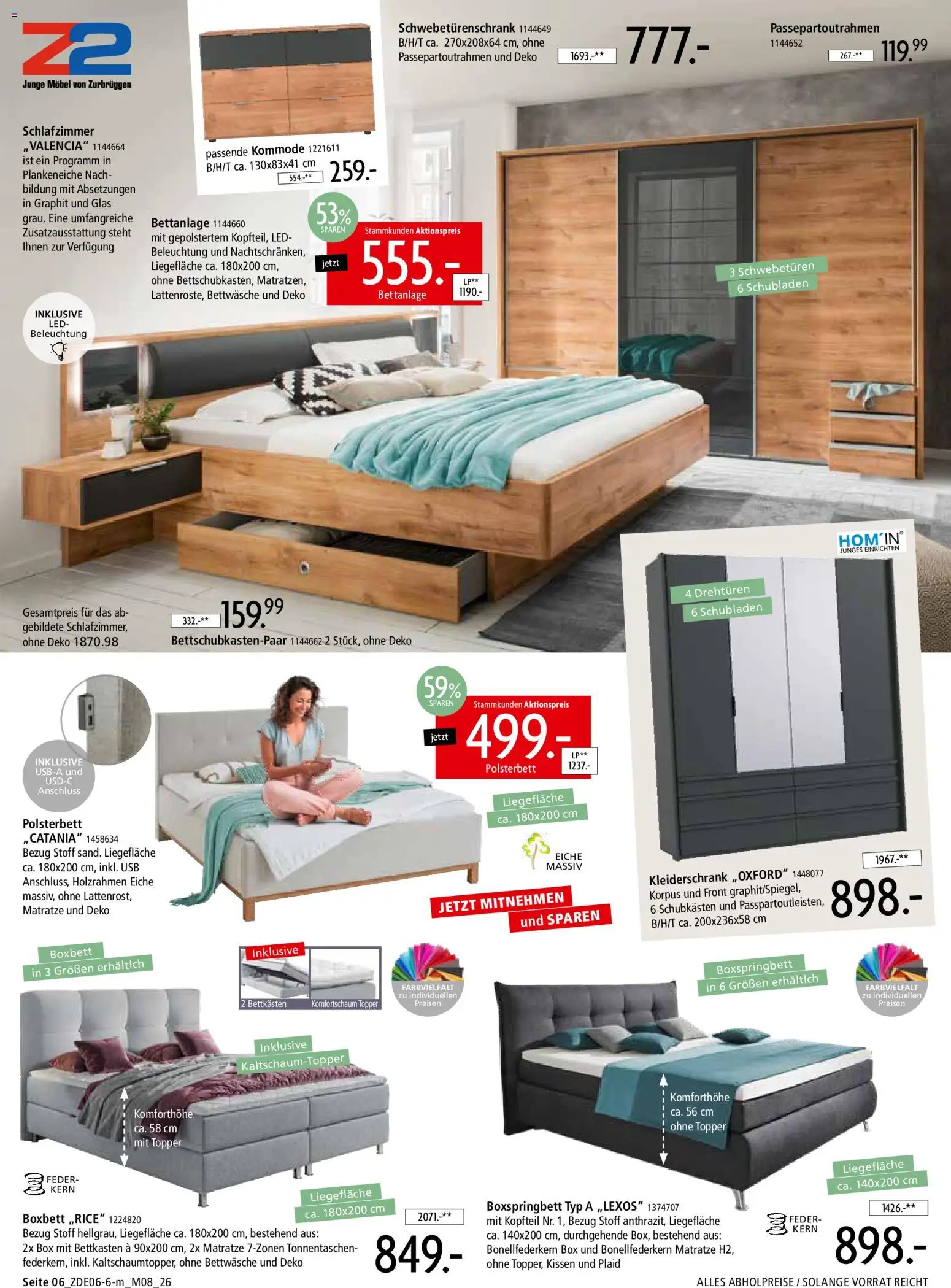 Zurbrüggen Mitnahme Möbel – gültig ab 13.06.2026 | Seite: 8 | Produkte: USB, Kommode, Schwebetürenschrank, Box