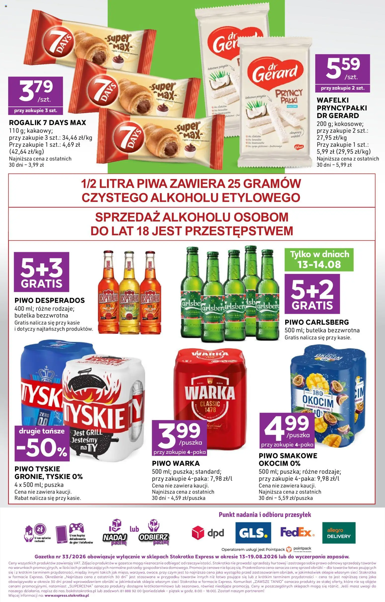 Stokrotka gazetka - Express od 13.08.2026 | Strona: 6 | Produkty: Mango, Carlsberg, Piwo Desperados, Wafelki