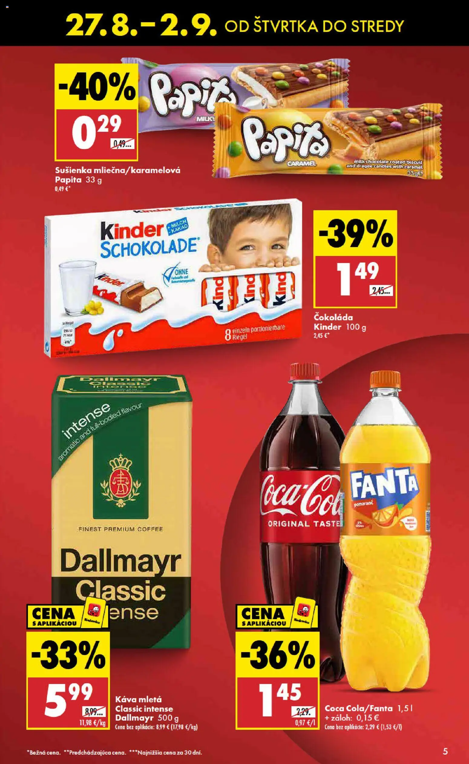 Nové Biedronka akcie – leták je platný od 27.08.2026 | Strana: 5 | Produkty: Káva, Kinder, Čokoláda, Kakao