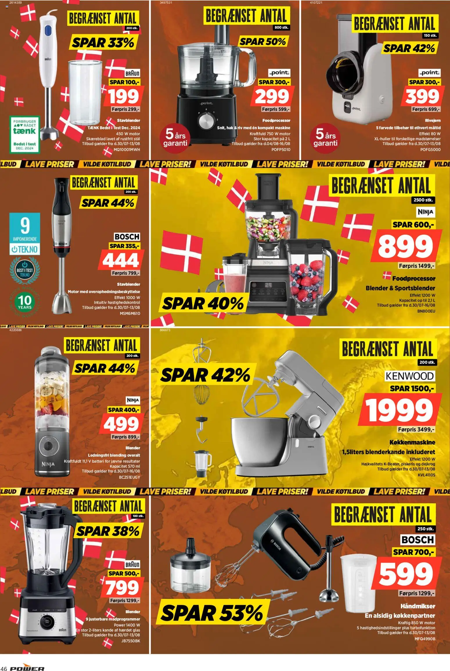 Power tilbudsavis – gyldig fra 07/08/2026 | Side: 46 | Produkter: Rivejern, Foodprocessor, Piskeris, Batteri