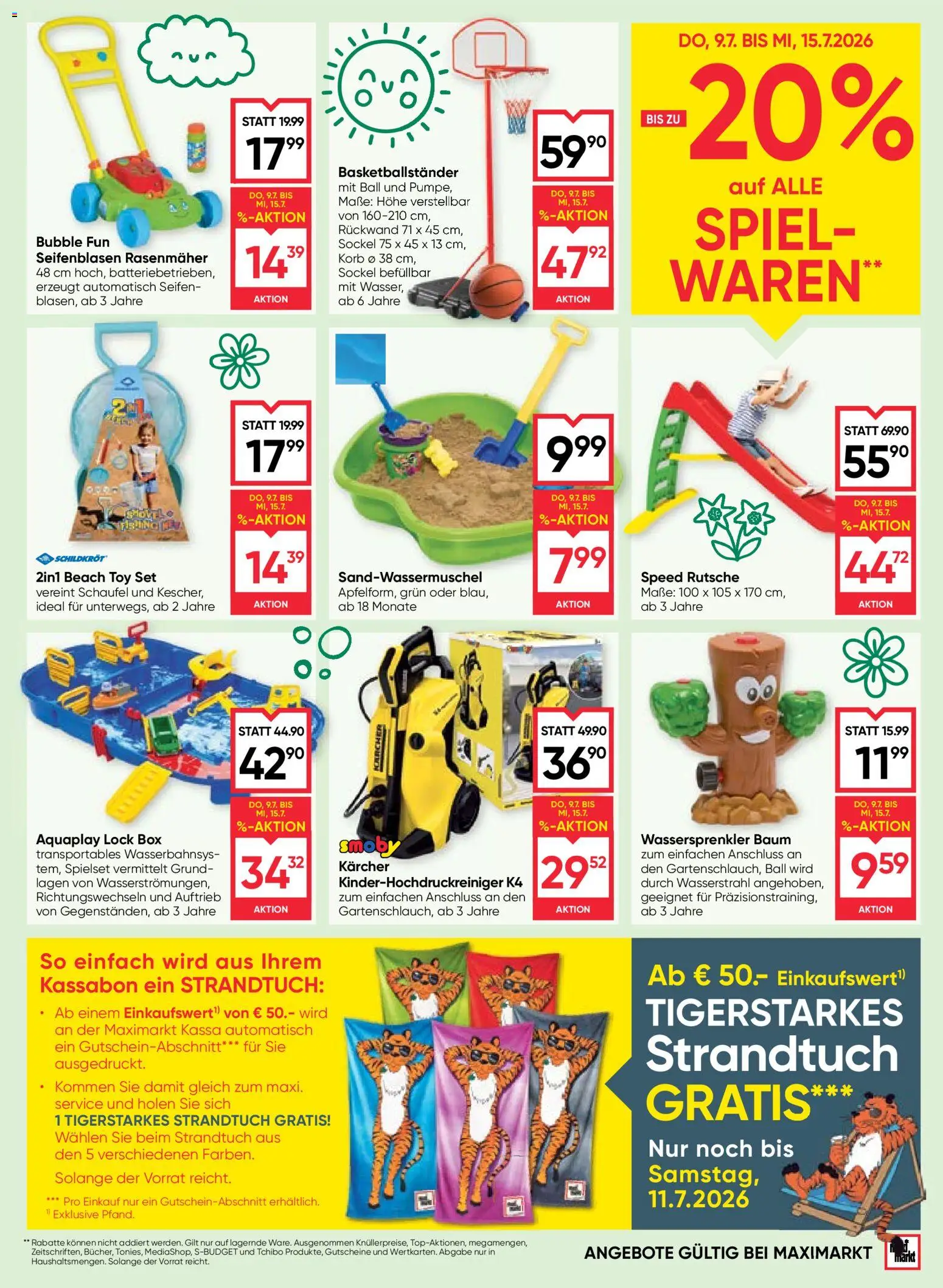 Maximarkt Flugblatt gültig ab 09.07.2026 | Seite: 19 | Produkte: Wasser, Rasenmäher, Box, Korb