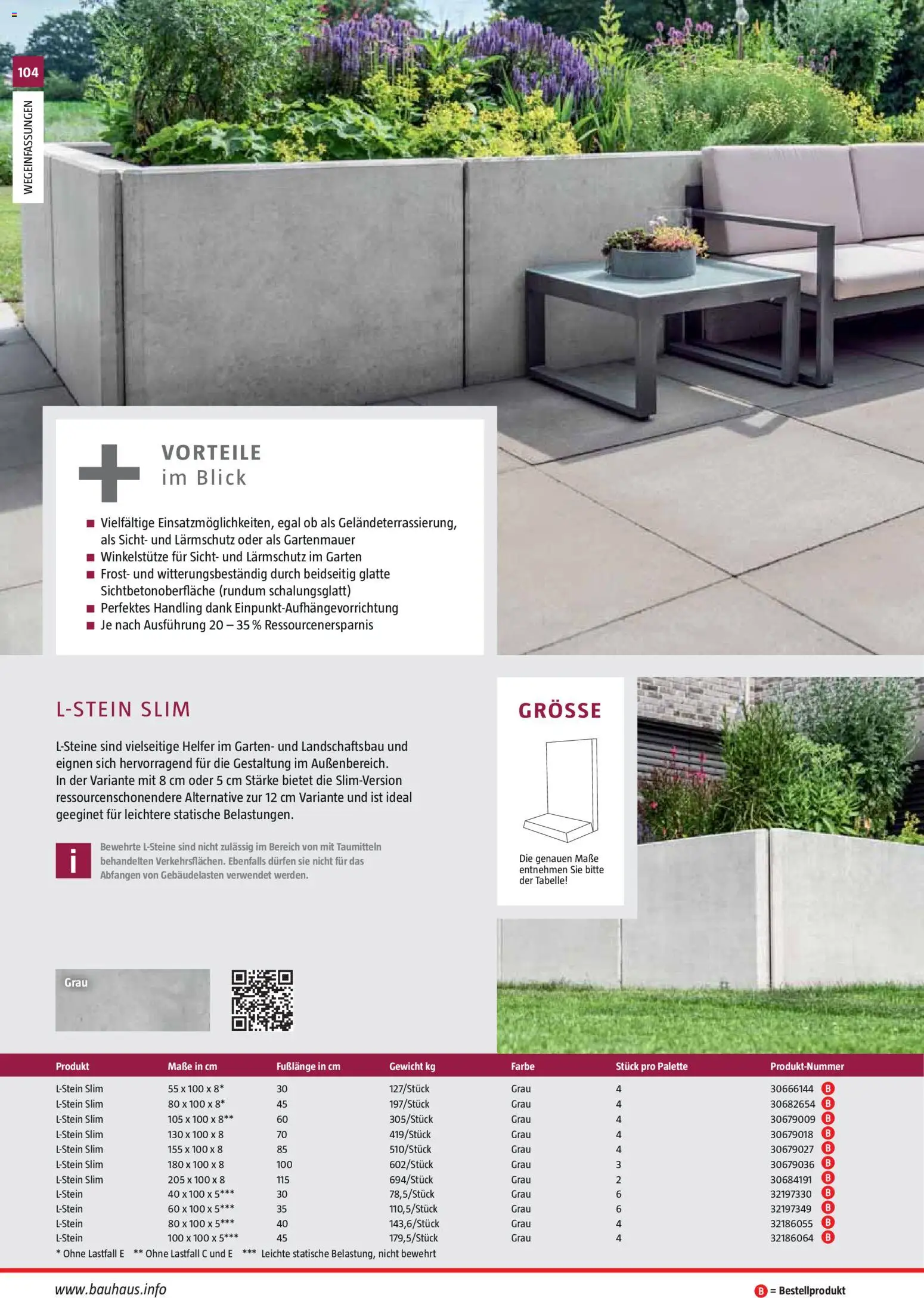 Bauhaus Gartenbaumaterialien 2026 – gültig ab 02.03.2026 | Seite: 104 | Produkte: Gewicht