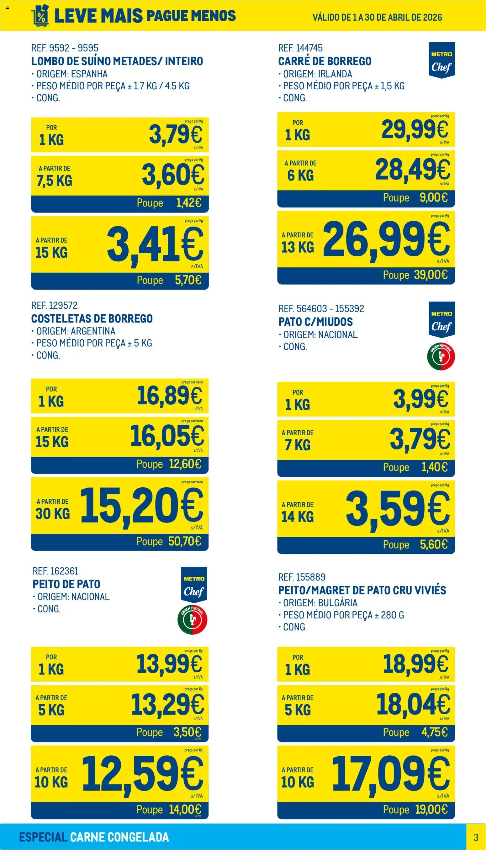 Makro Leve Mais Pague Menos - Carne Congelada │ válido de 01.04.2026 | Página: 3 | Produtos: Pó, Lombo, Carne