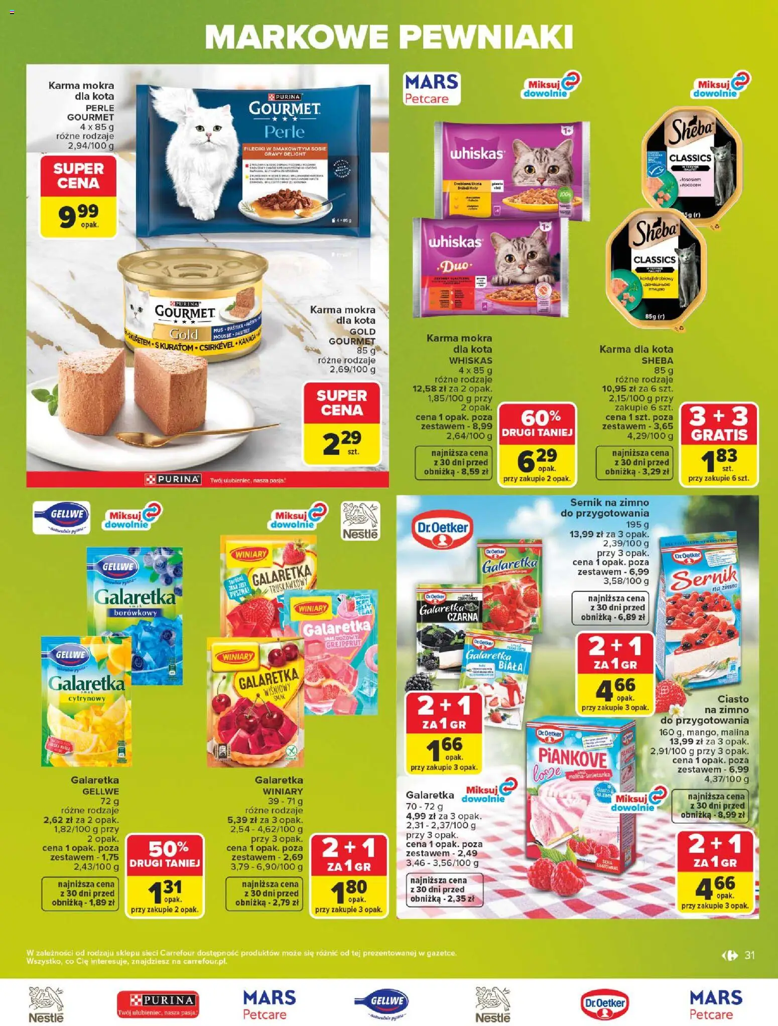 Carrefour gazetka - Markowe pewniaki od 20.07.2026 | Strona: 31 | Produkty: Malina, Galaretka, Karma dla kota, Grejpfrut