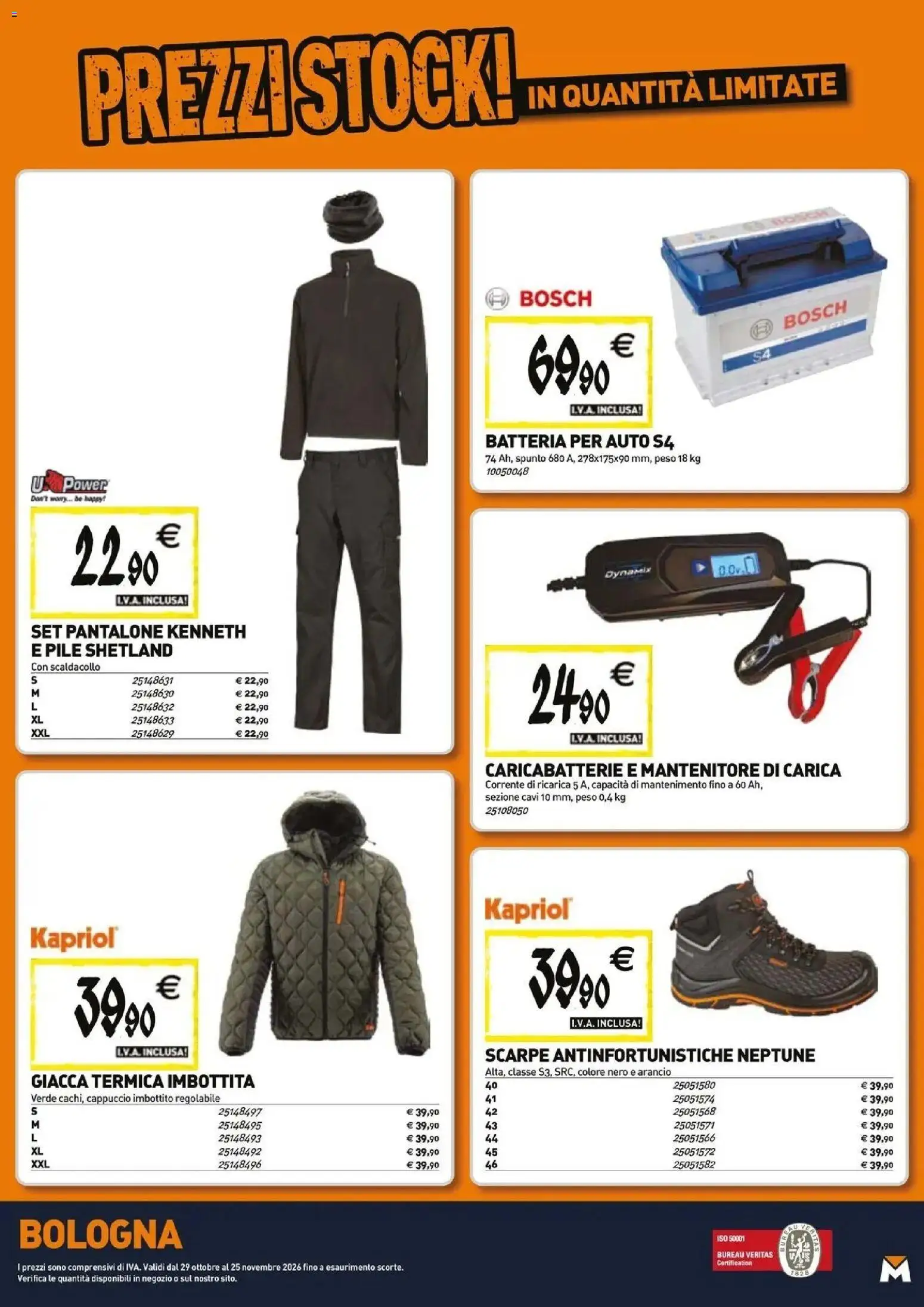 Volantino TECNOMAT del 29/10/2026 | Pagina: 20 | Prodotti: Pile, Scarpe, Batteria, Caricabatterie