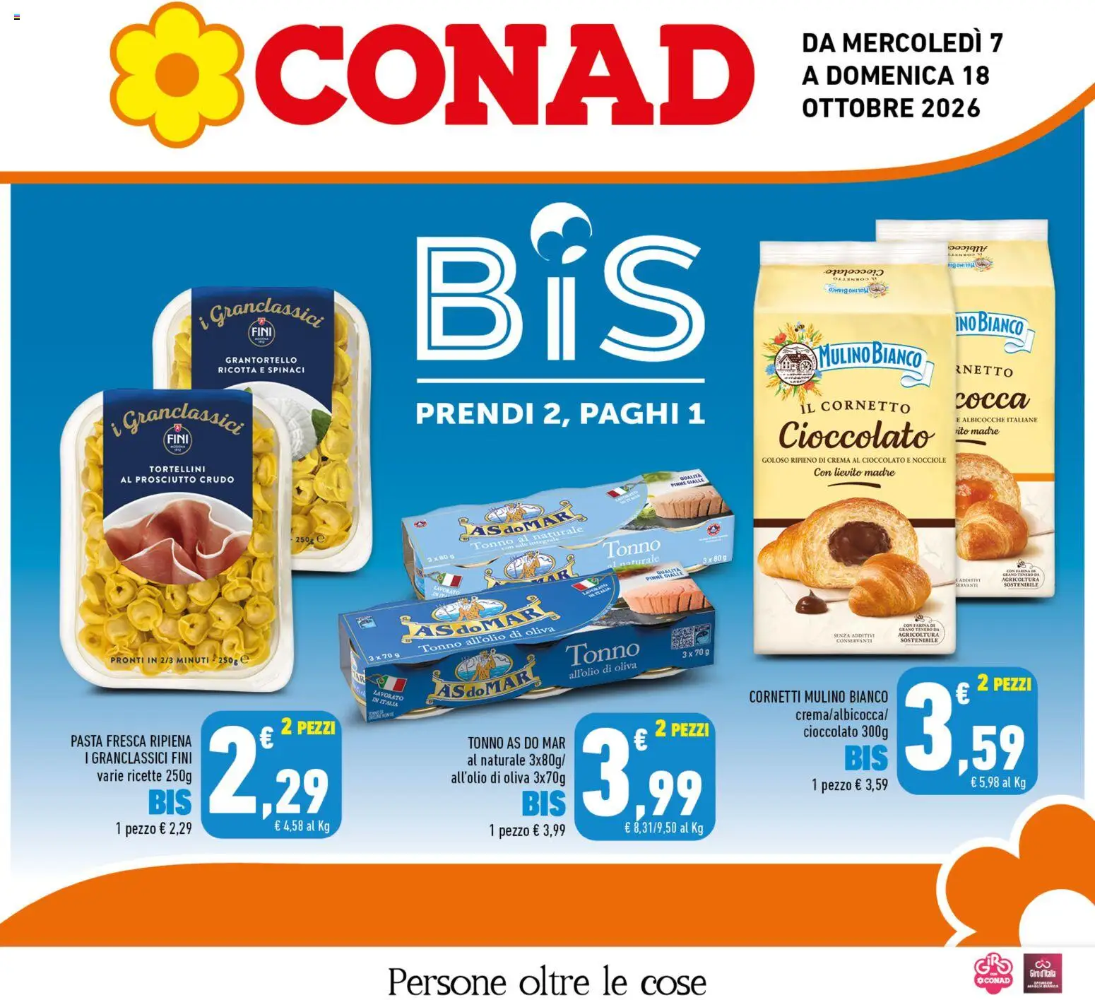 Volantino Conad del 07/10/2026 | Pagina: 1 | Prodotti: Crema, Nocciole, Pinne, Tonno