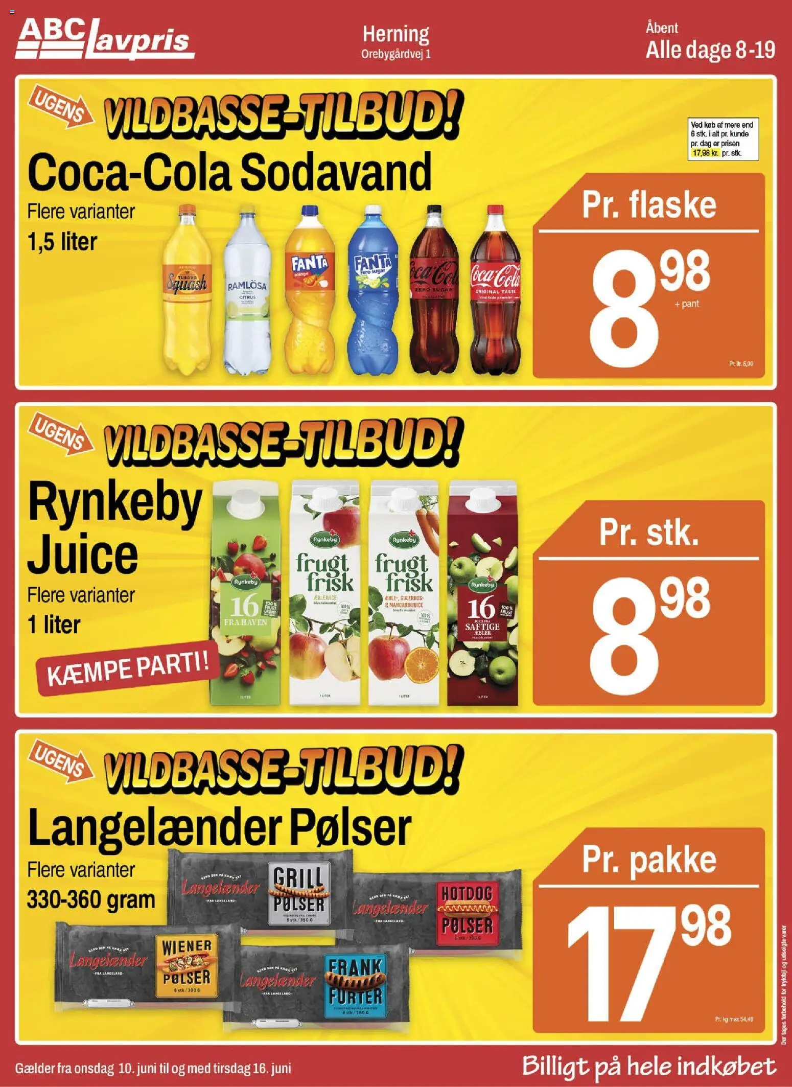 Abc Lavpris tilbudsavis – gyldig fra 10.06.2026 | Side: 2 | Produkter: Juice, Æblejuice, Fanta, Grill