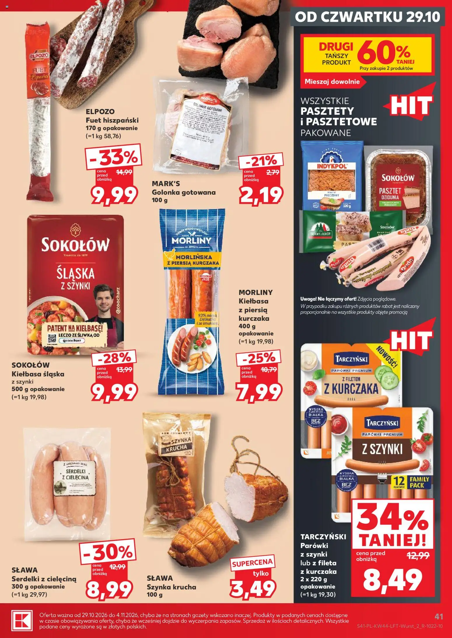 Kaufland gazetka od 29.10.2026 | Strona: 41 | Produkty: Golonka, Szynka, Fuet, Kiełbasa śląska
