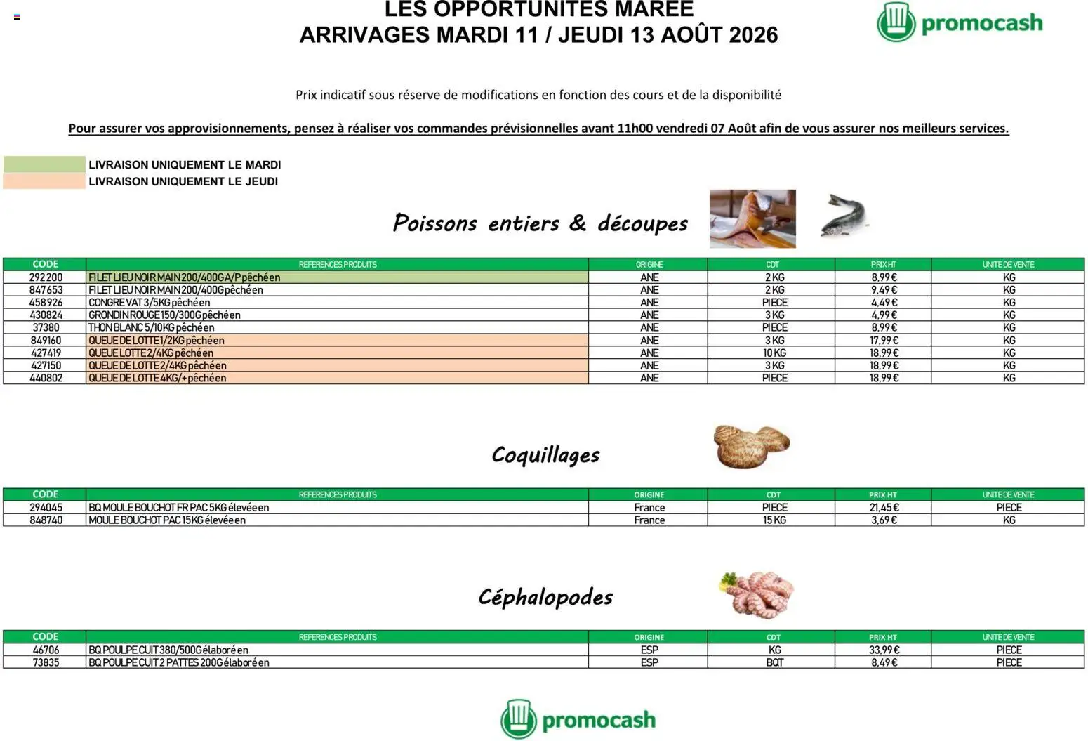 {H1} | Page: 1 | Produits: Queue de lotte, Coquillages, Pêche, Poissons