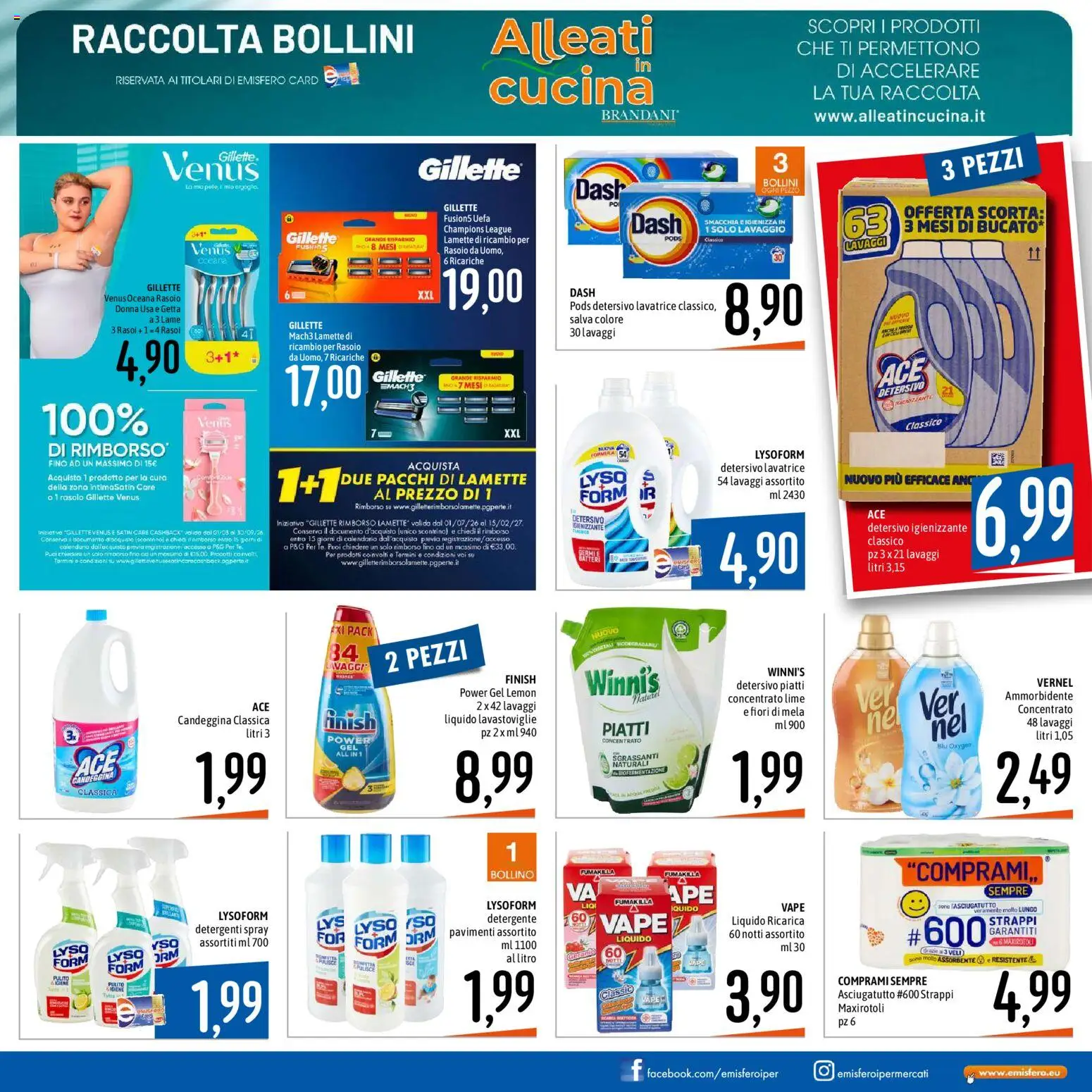 Volantino Emisfero del 09/07/2026 | Pagina: 19 | Prodotti: Rasoio, Ammorbidente, Detergente, Lavastoviglie