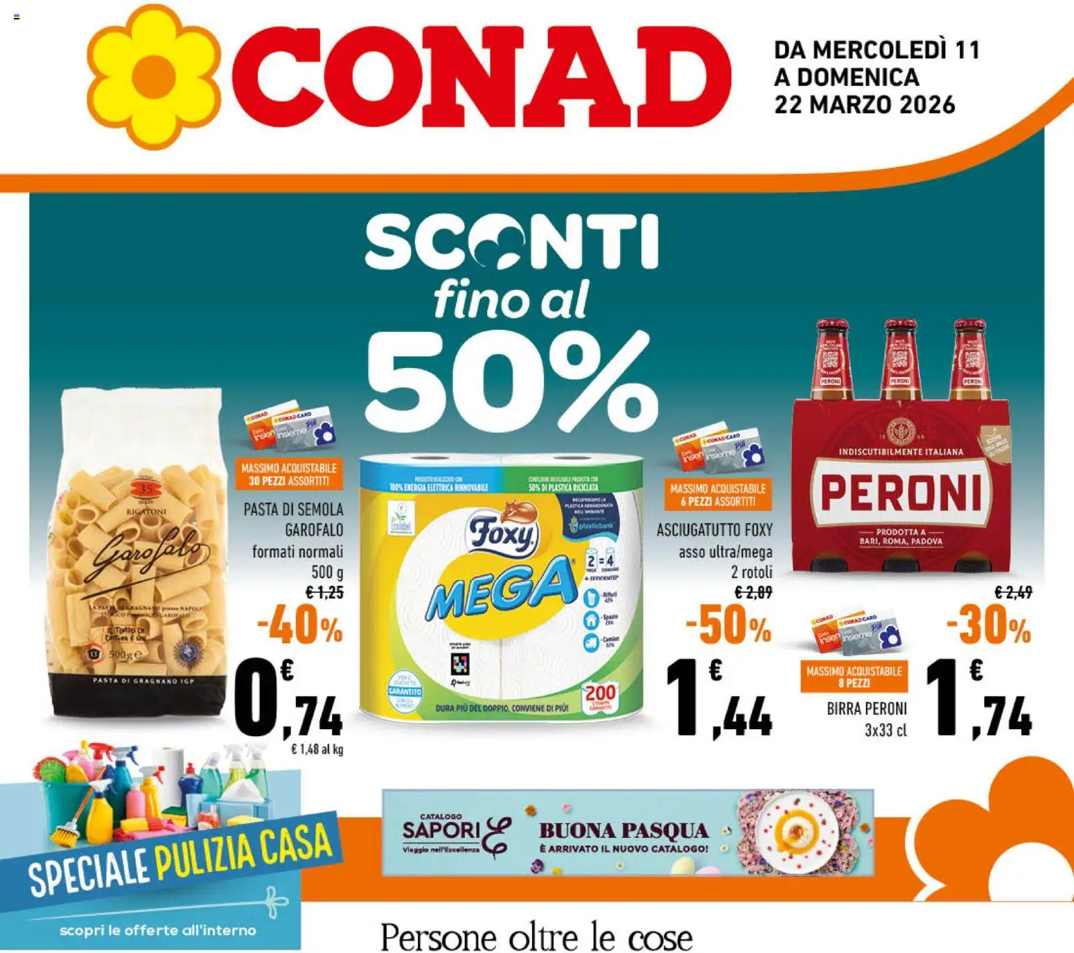 Volantino Conad del 11.03.2026 | Pagina: 1 | Prodotti: Birra, Pasta, Asciugatutto
