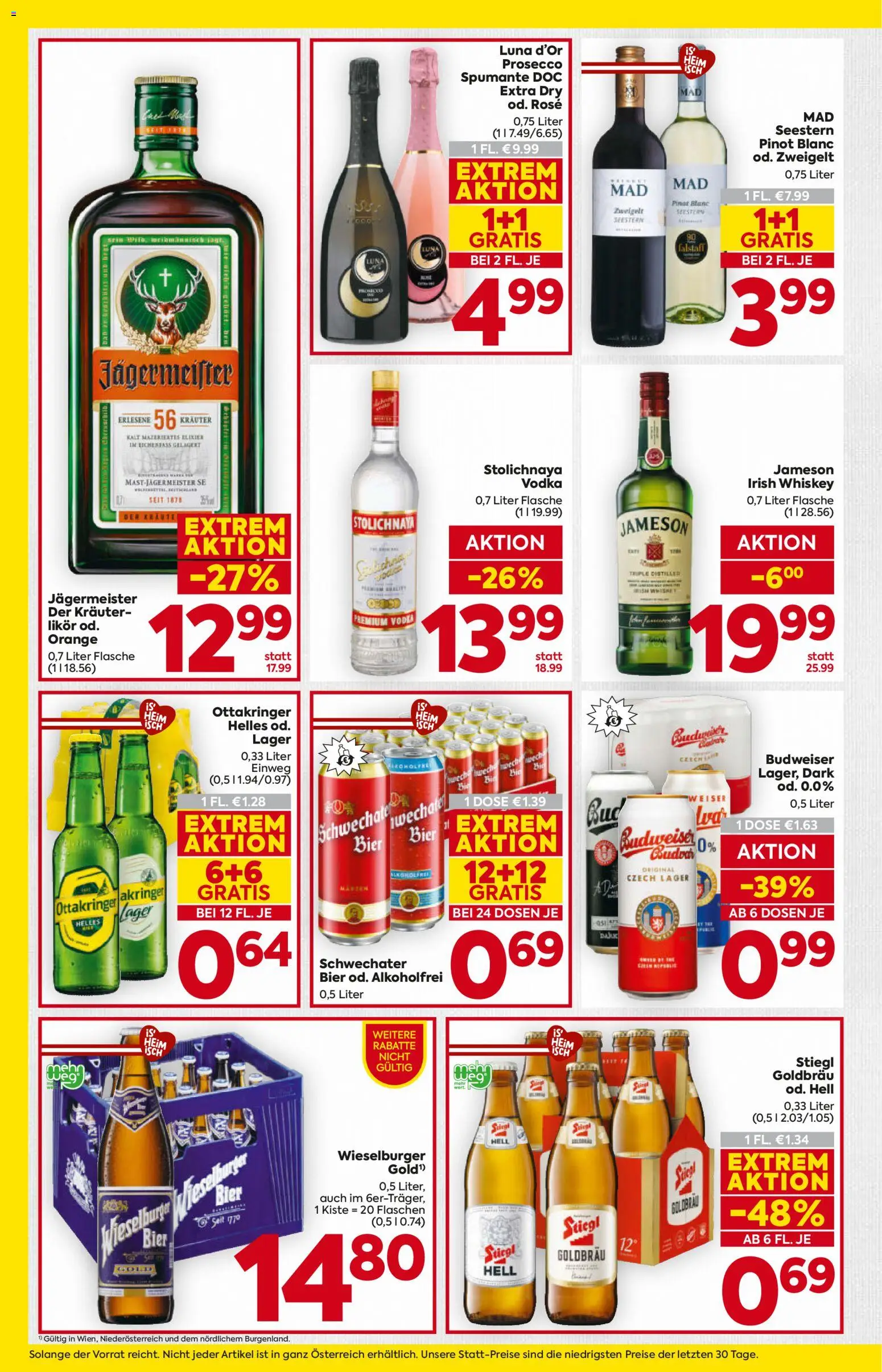Billa AT akciós ujság - amely érvényes a következő dátumtól: 2026.09.17. | Oldal: 14 | Termékek: Budweiser, Jameson, Vodka, Rosé