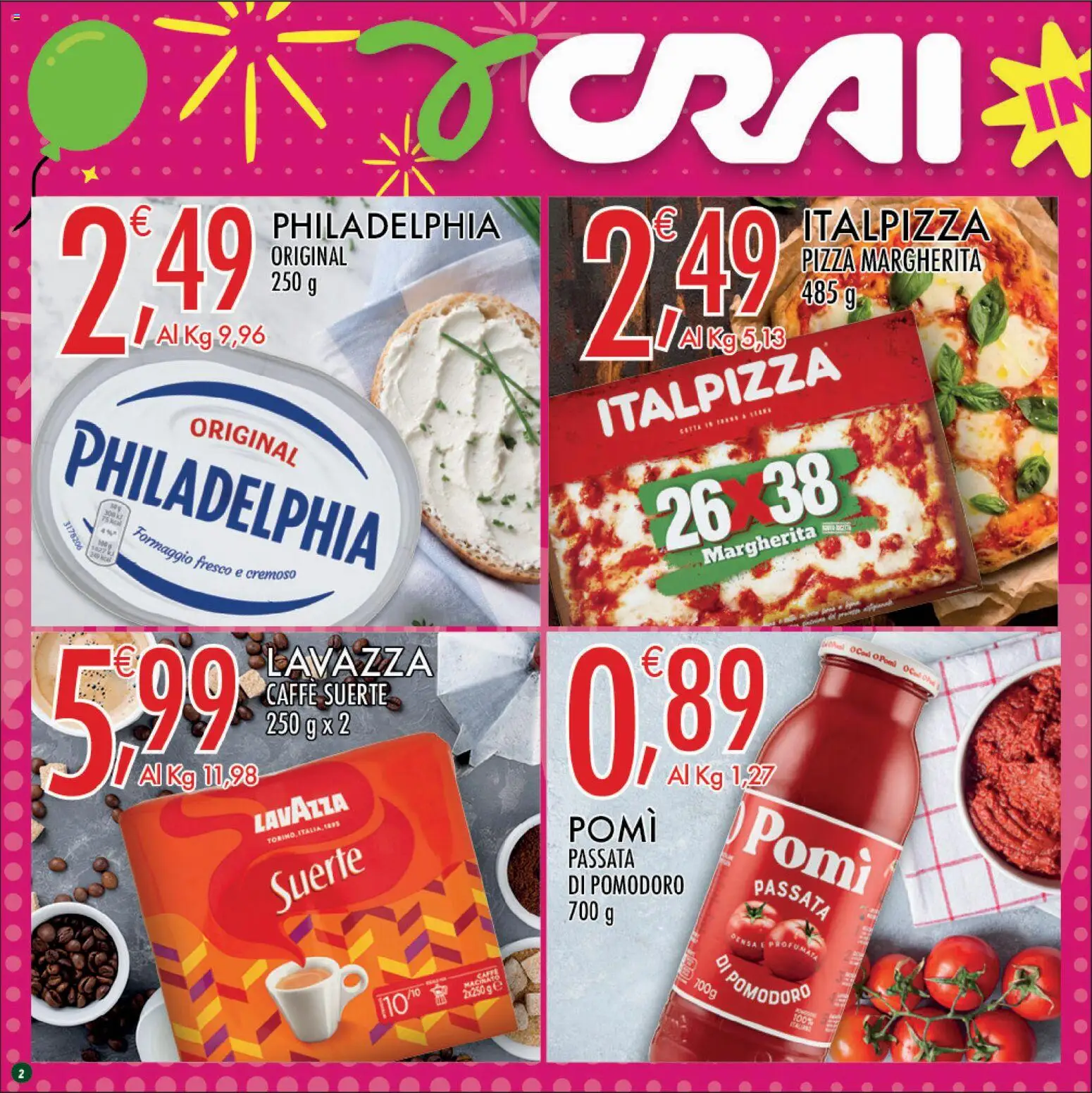 Volantino CRAI del 01/10/2026 | Pagina: 2 | Prodotti: Caffè, Pizza, Formaggio, Lavazza