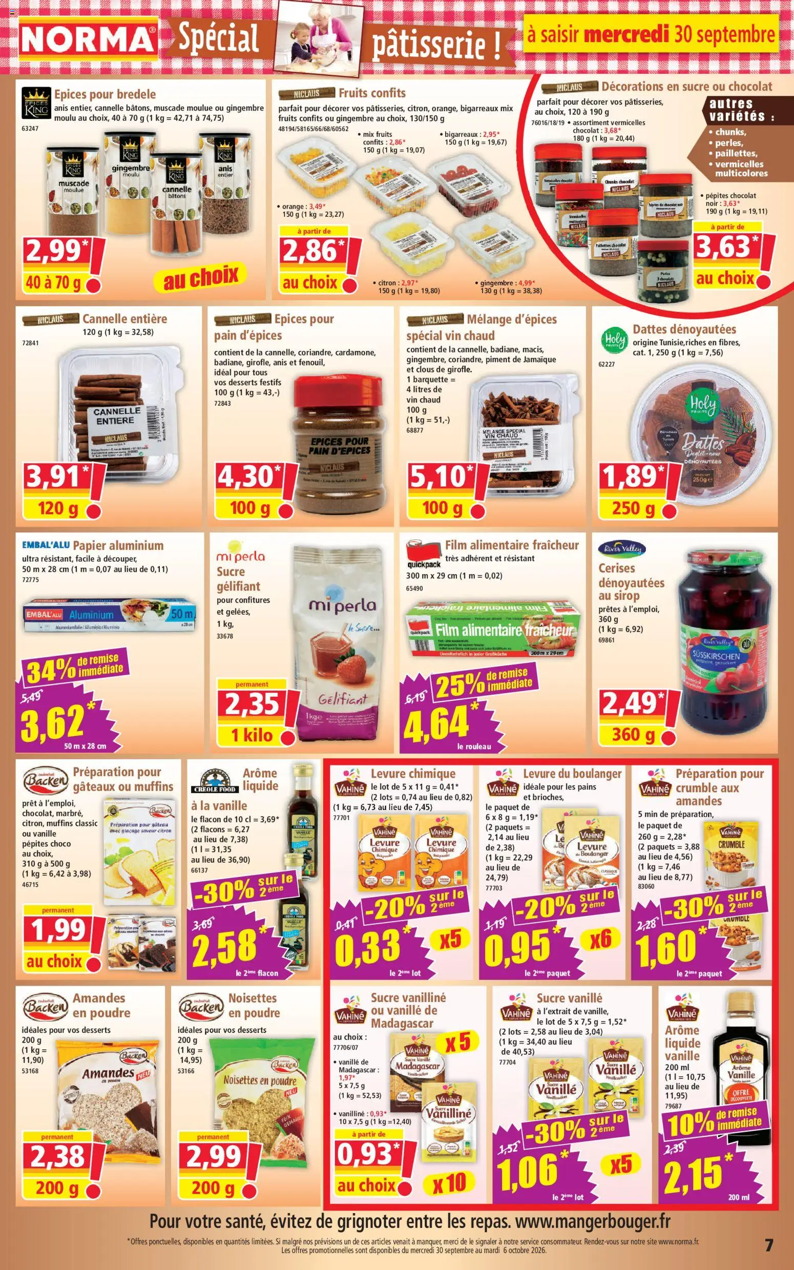 {H1} | Page: 7 | Produits: Vanille, Noisettes, Arôme liquide, Papier aluminium