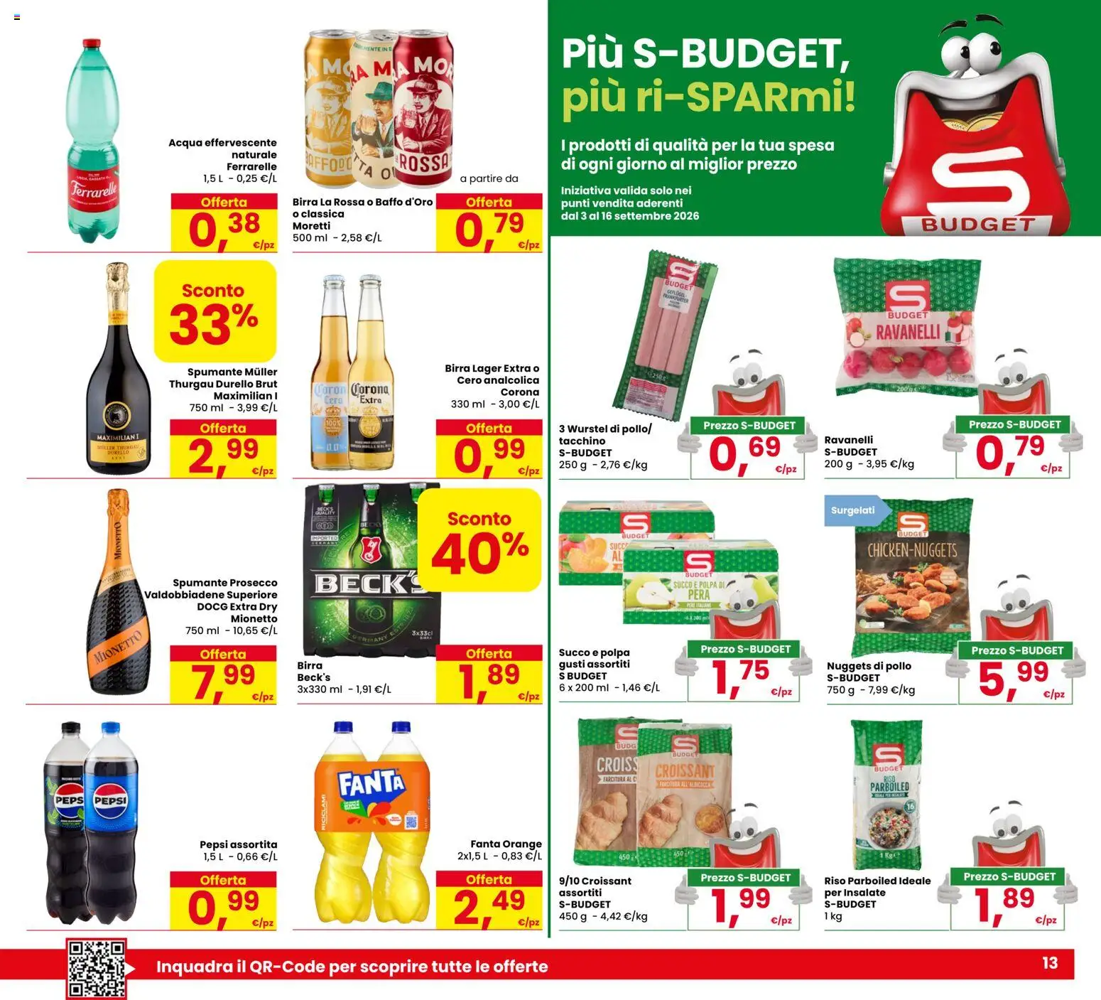 Volantino Eurospar del 31/08/2026 | Pagina: 13 | Prodotti: Succo, Pollo, Fanta, Croissant