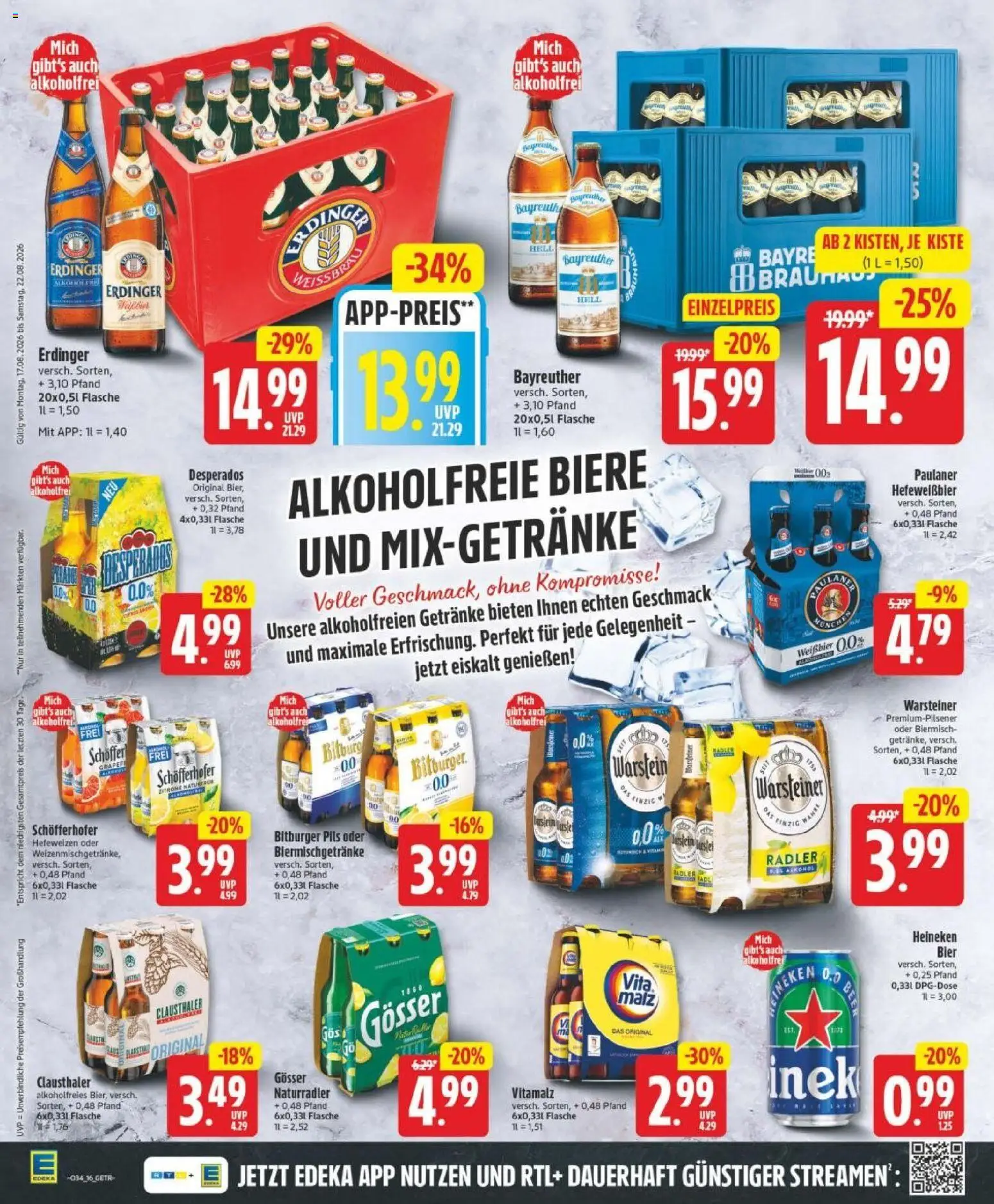 Edeka Prospekt Hannover – gültig ab 17.08.2026 | Seite: 16 | Produkte: Radler, Warsteiner, Zitrone, Paulaner