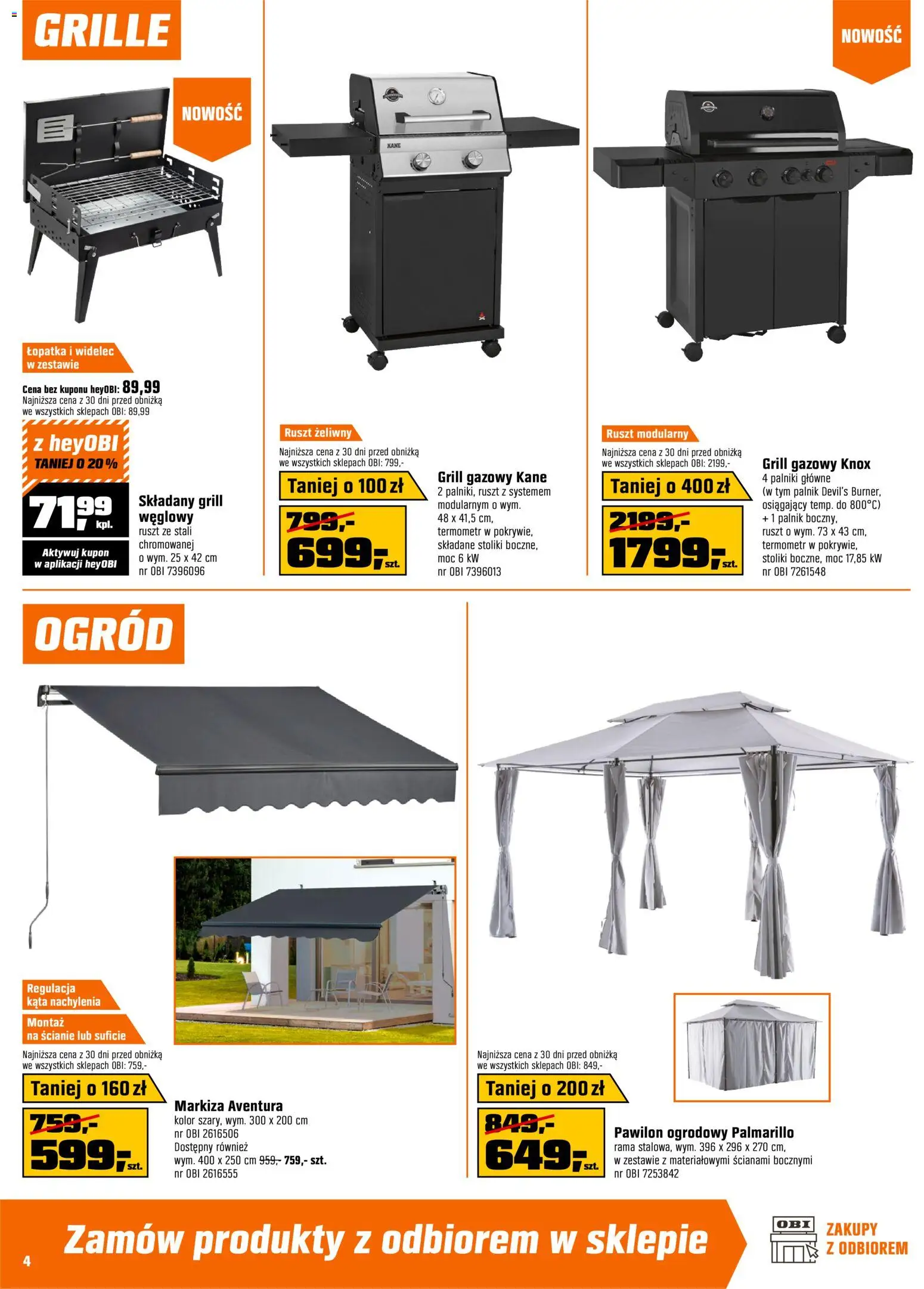 OBI gazetka od 06.05.2026 | Strona: 4 | Produkty: Termometr, Grill gazowy, Pawilon ogrodowy, Ruszt