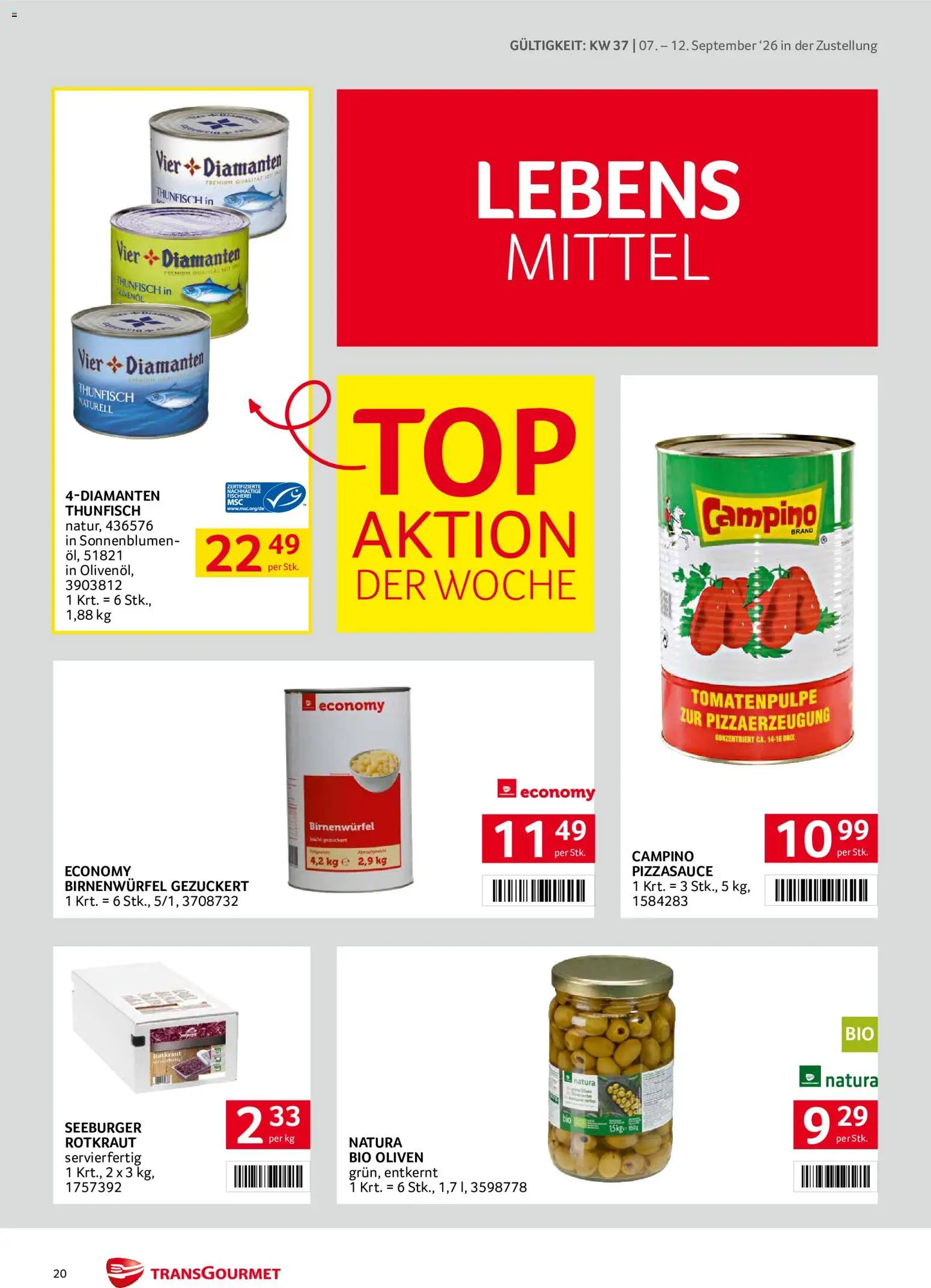 Transgourmet Zustellaktion - Broschüre gültig ab 07.09.2026 | Seite: 20 | Produkte: Oliven