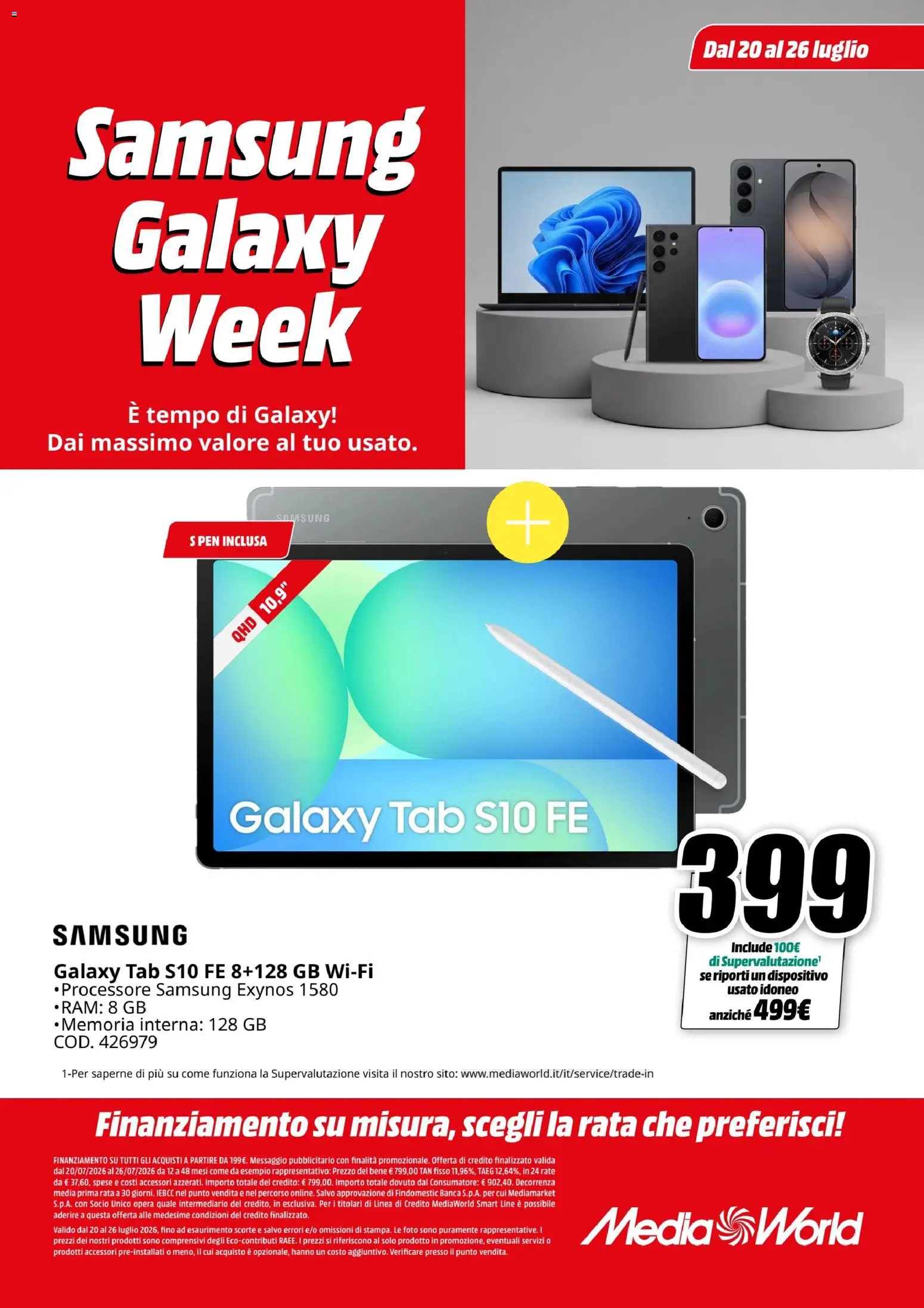 Volantino Media World del 20/07/2026 | Pagina: 7 | Prodotti: Samsung Galaxy, Samsung