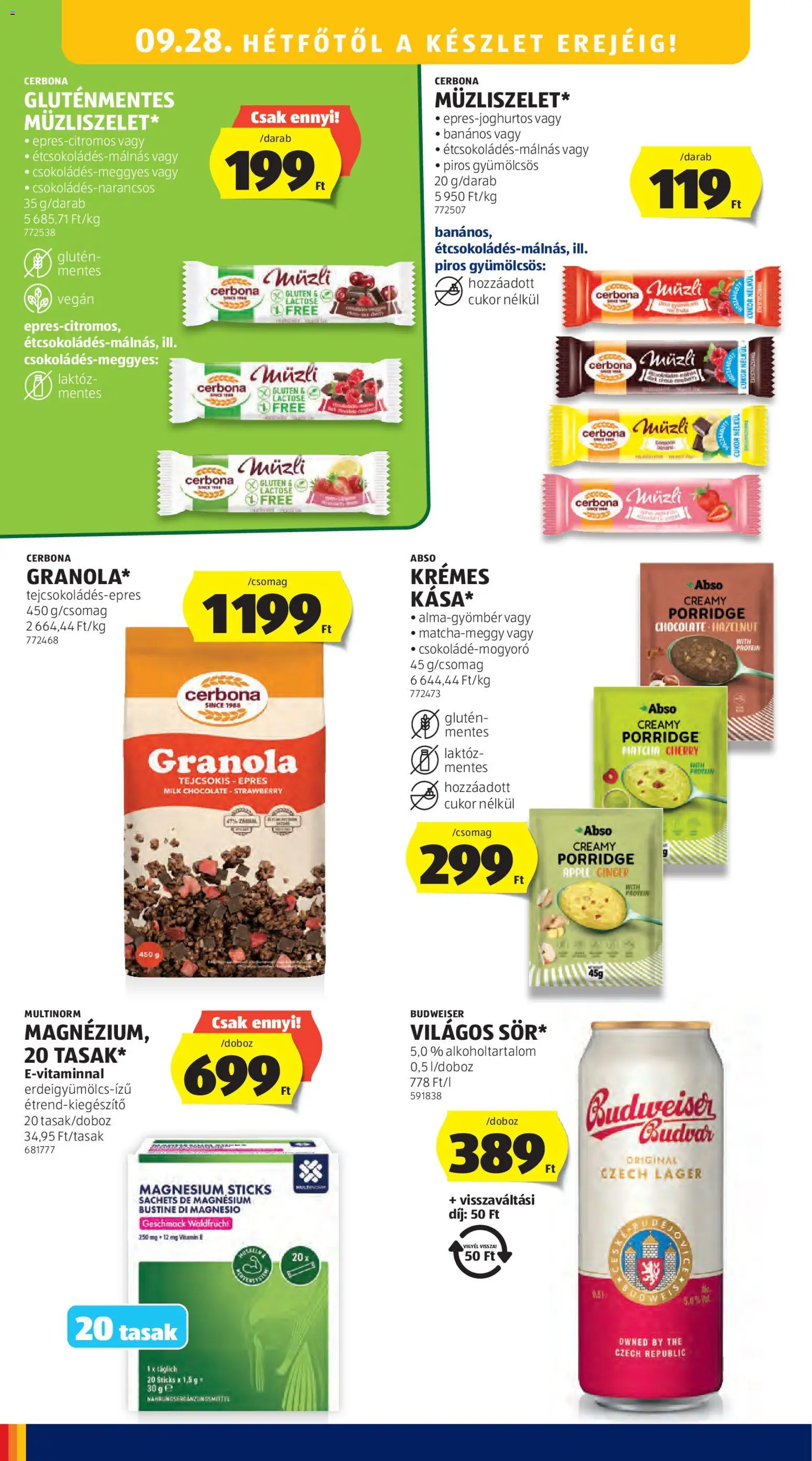 Aldi akciós ujság - amely érvényes a következő dátumtól: 2026.09.24. | Oldal: 22 | Termékek: Vitamin, Matcha, Budweiser, Vegán