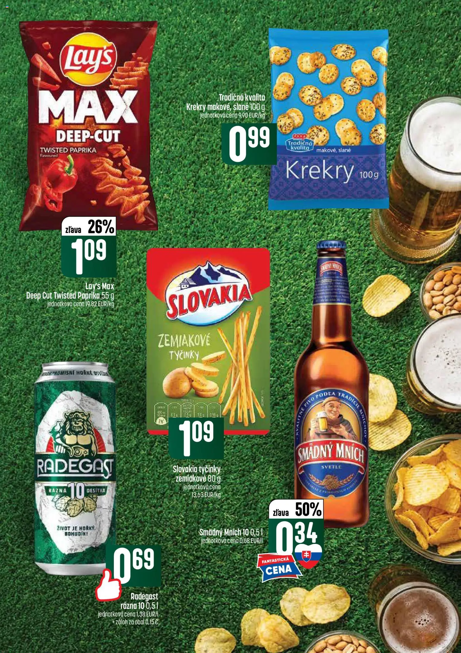 Nové COOP Jednota akcie – leták je platný od 02.07.2026 | Strana: 43 | Produkty: Paprika, Radegast, Smädný Mních
