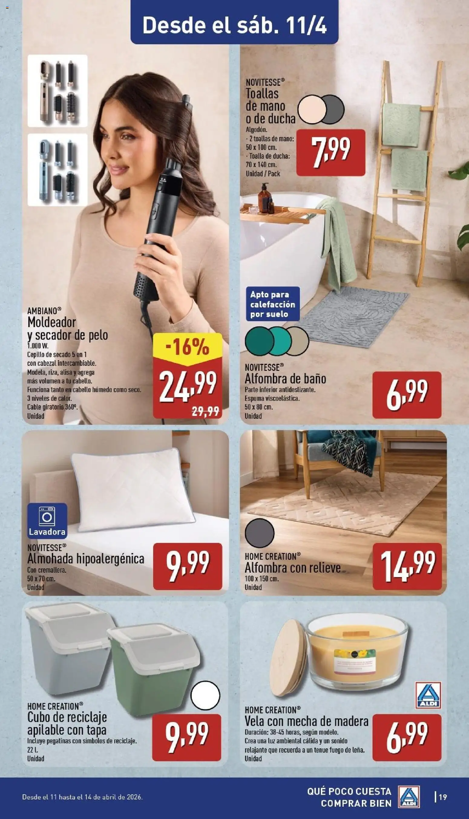 Aldi folleto Península │ válido desde el 06.04.2026 | Página: 19 | Productos: Vela, Cable, Almohada, Baño